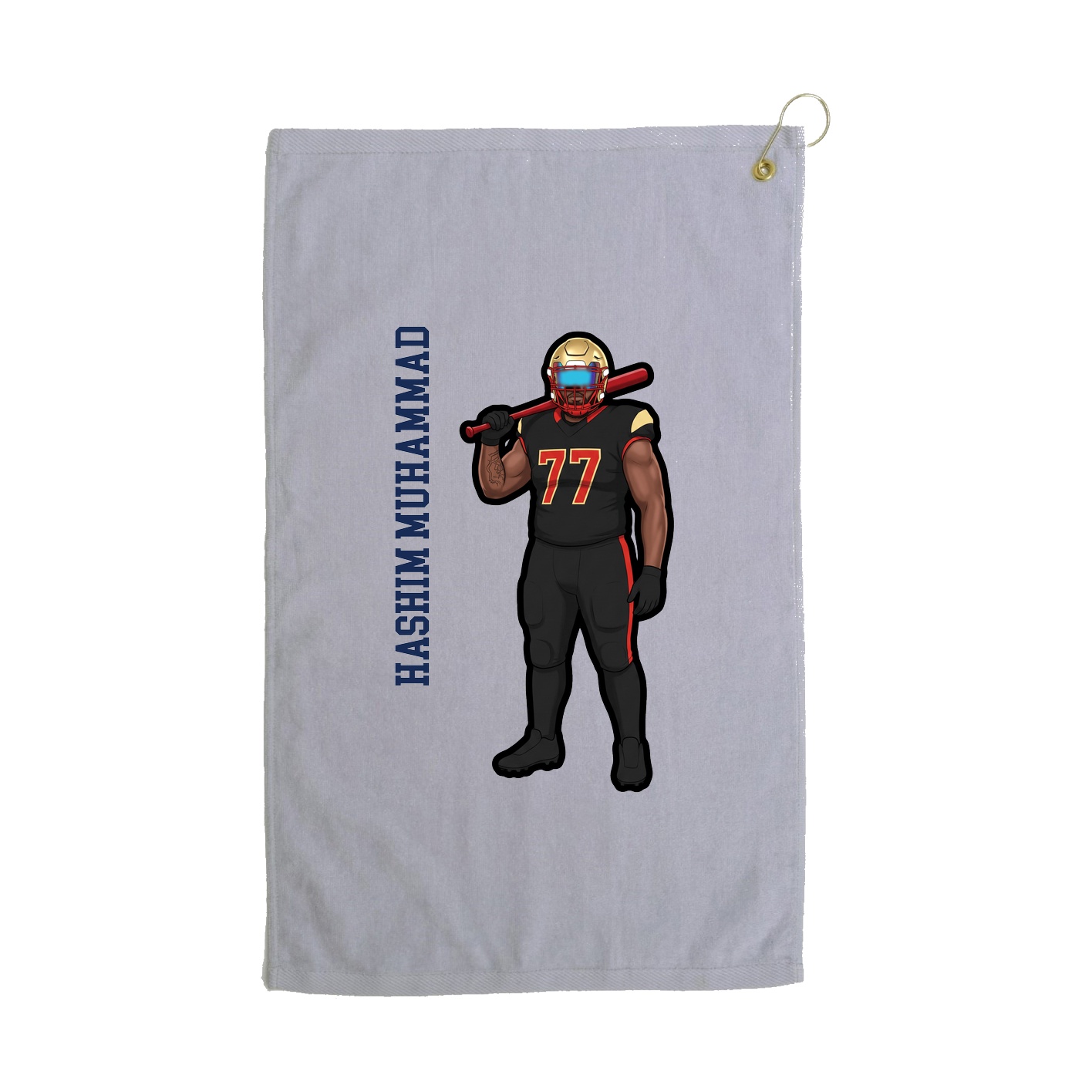 Golf Towel — Name Vertical in Grey