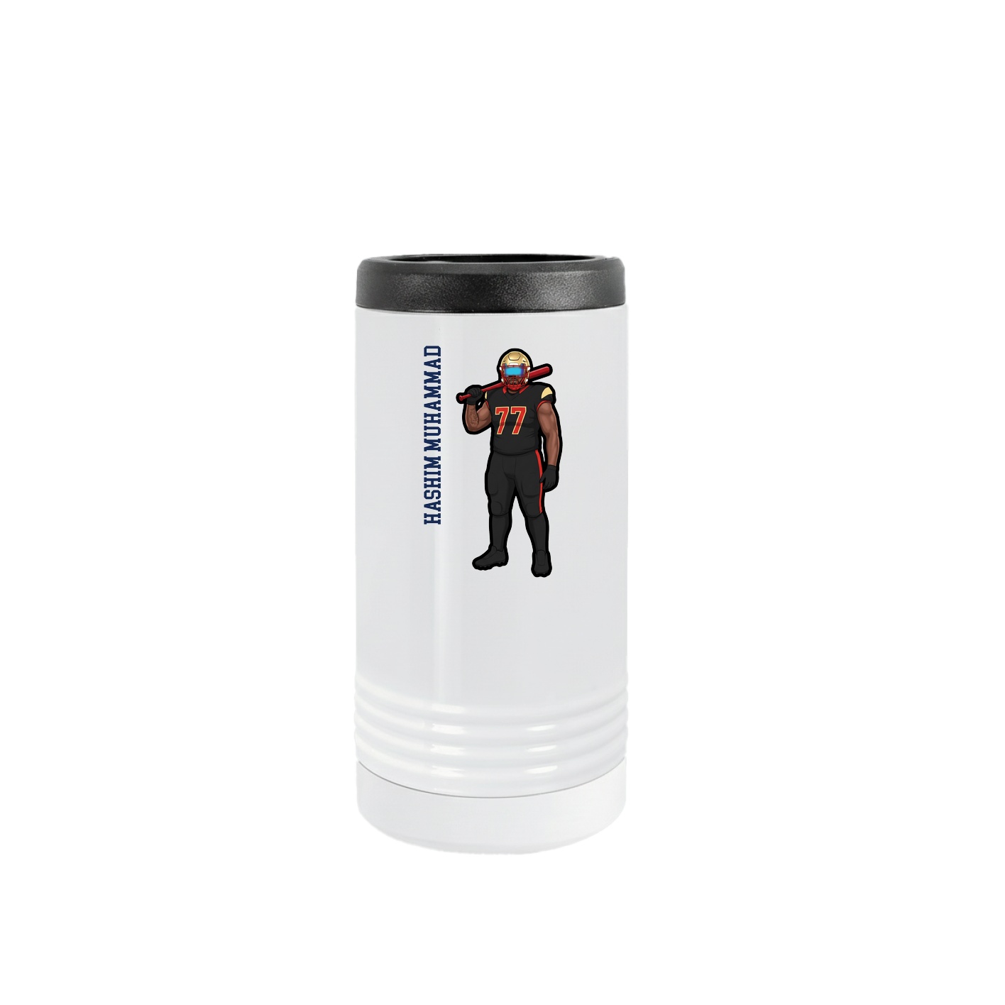 Slim Beverage Holder — Name Vertical in White