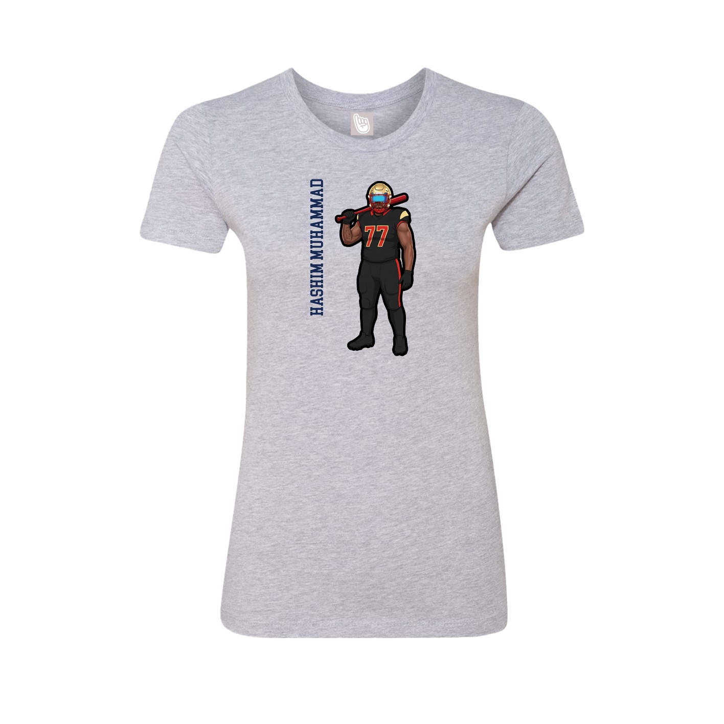 Fitted Women's Tee — Name Vertical in Grey