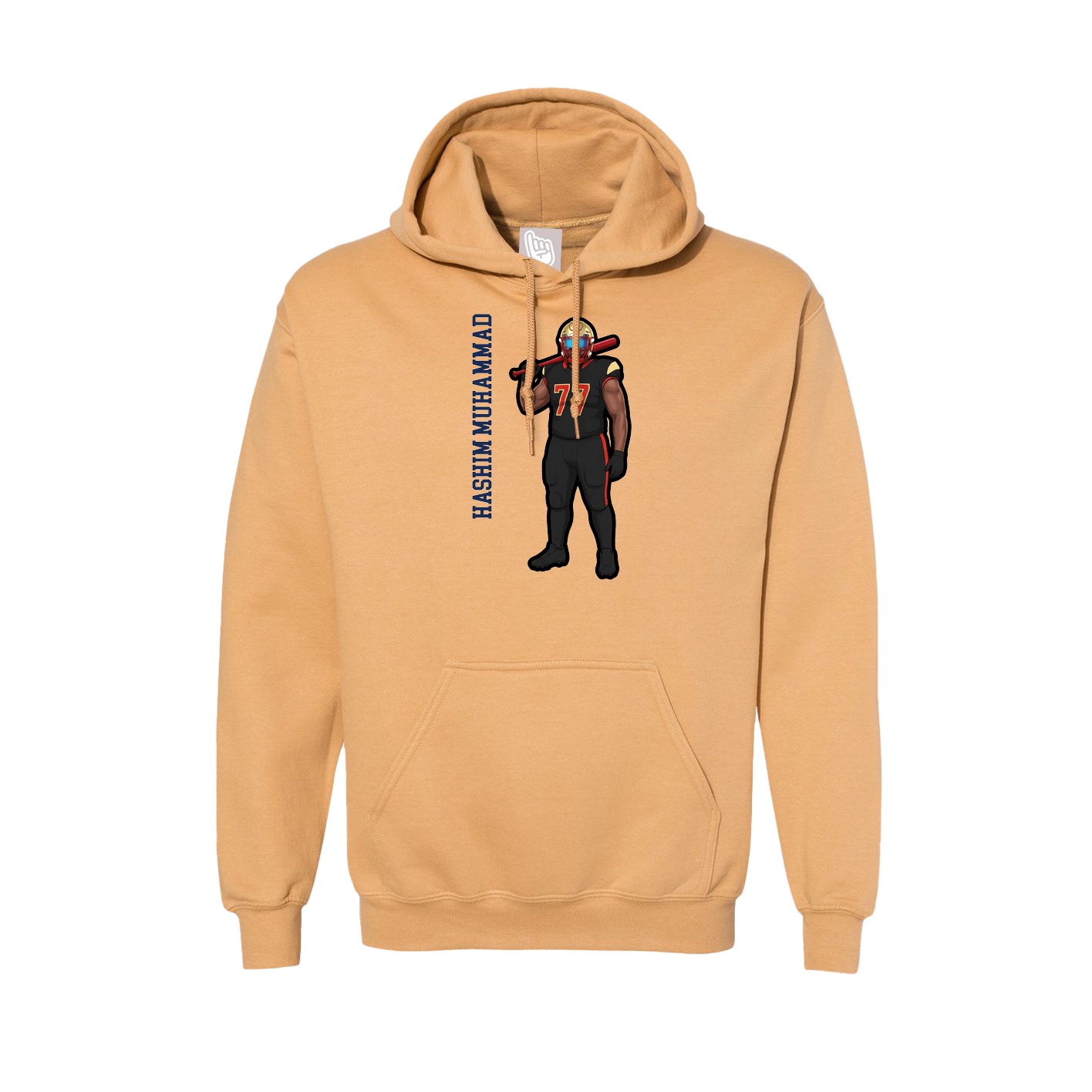 Hoodie — Name Vertical in Vegas Gold