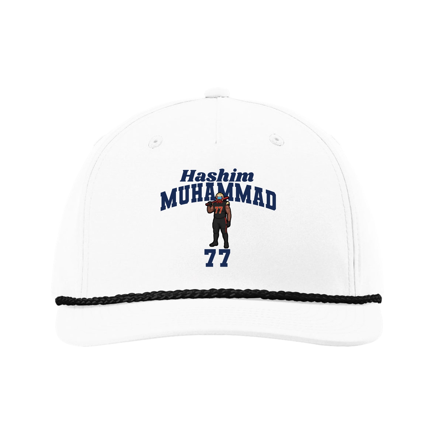 Five-Panel Classic Rope Cap — Signature Arch in White