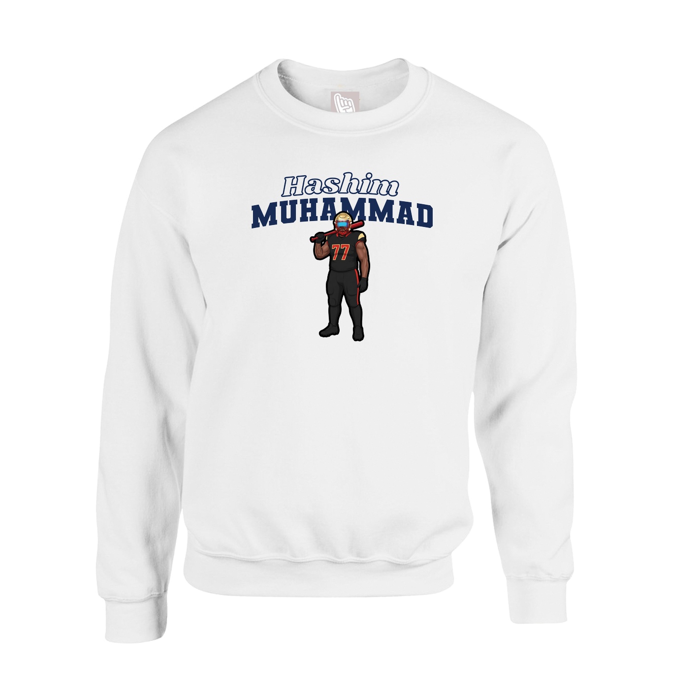 Fleece Crew — Name Arch in White