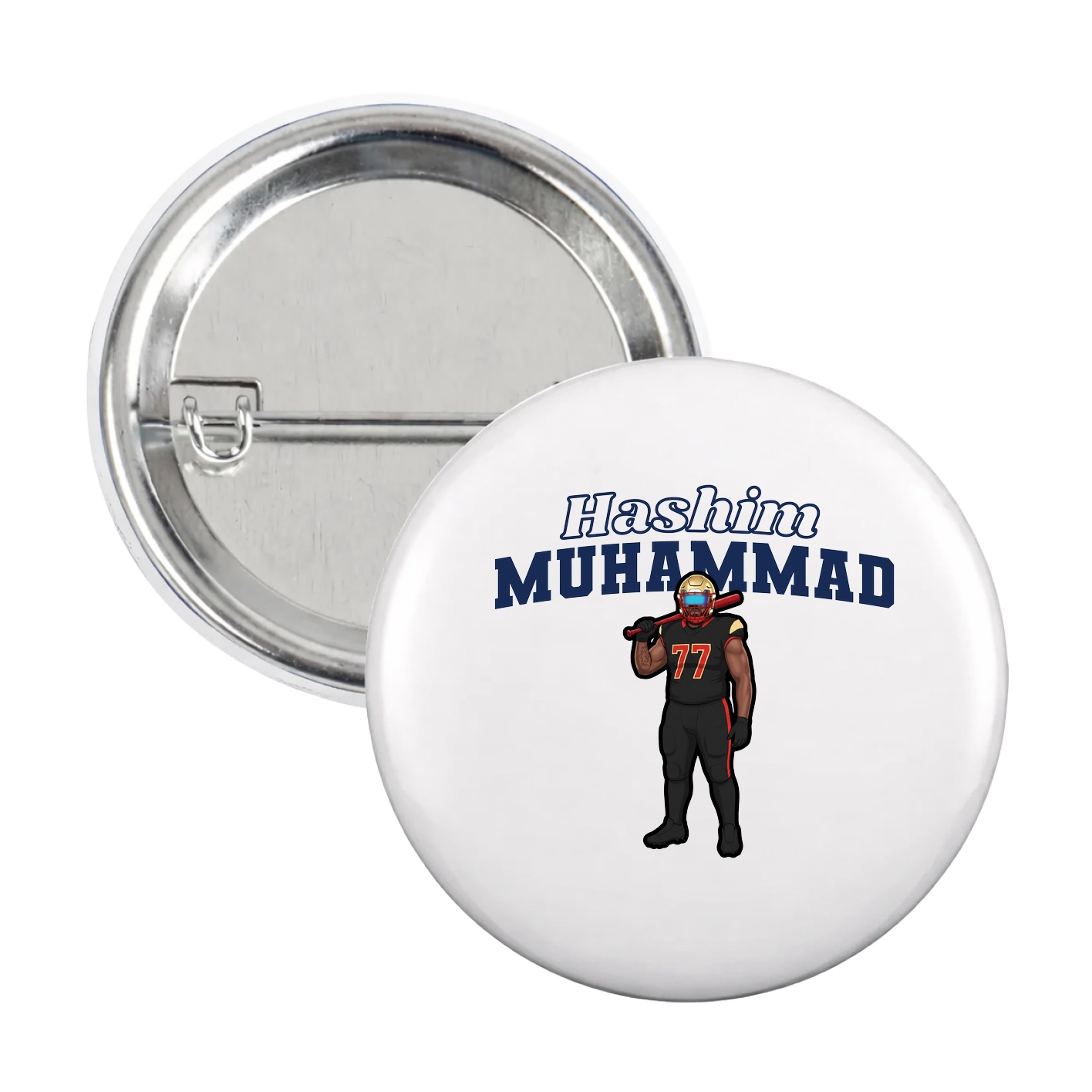 Game Day Button — Name Arch in White