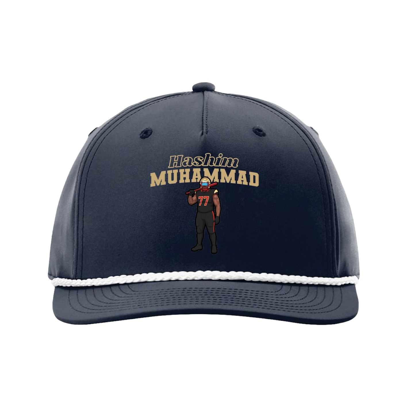 Five-Panel Classic Rope Cap — Name Arch in Navy