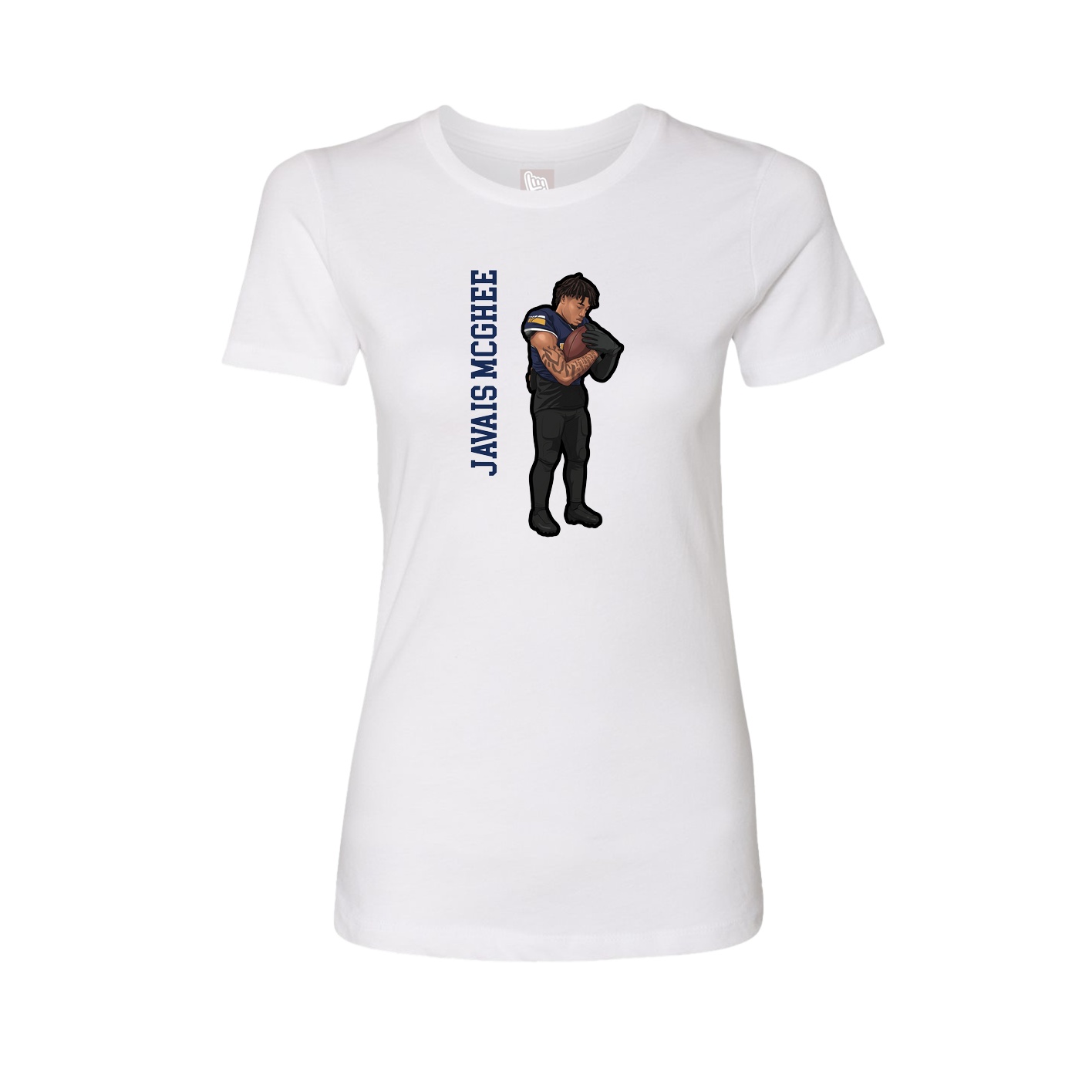 Fitted Women's Tee — Name Vertical in White