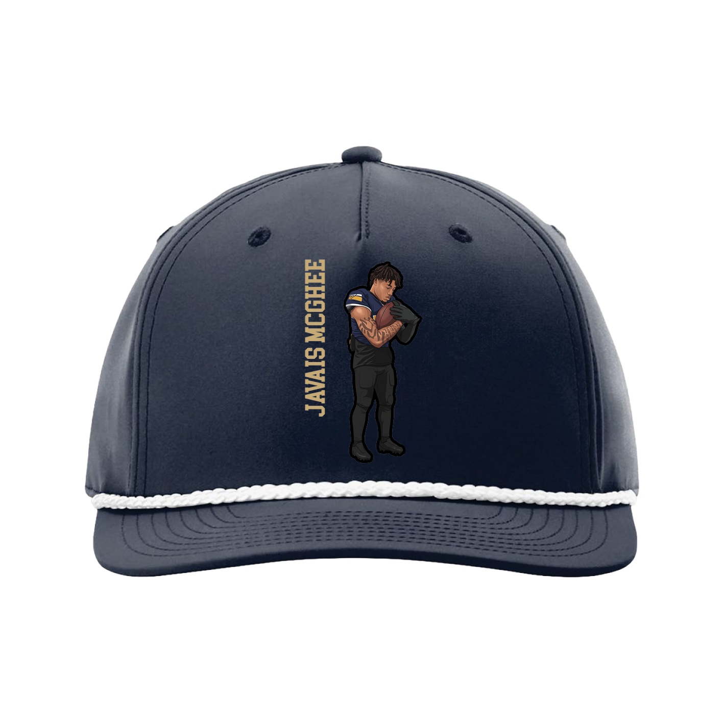 Five-Panel Classic Rope Cap — Name Vertical in Navy
