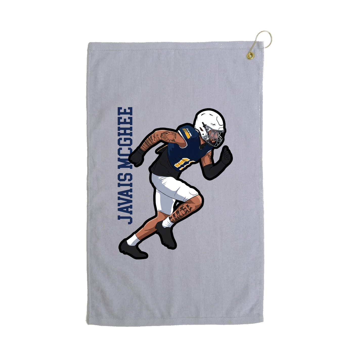Golf Towel — Name Vertical in Grey