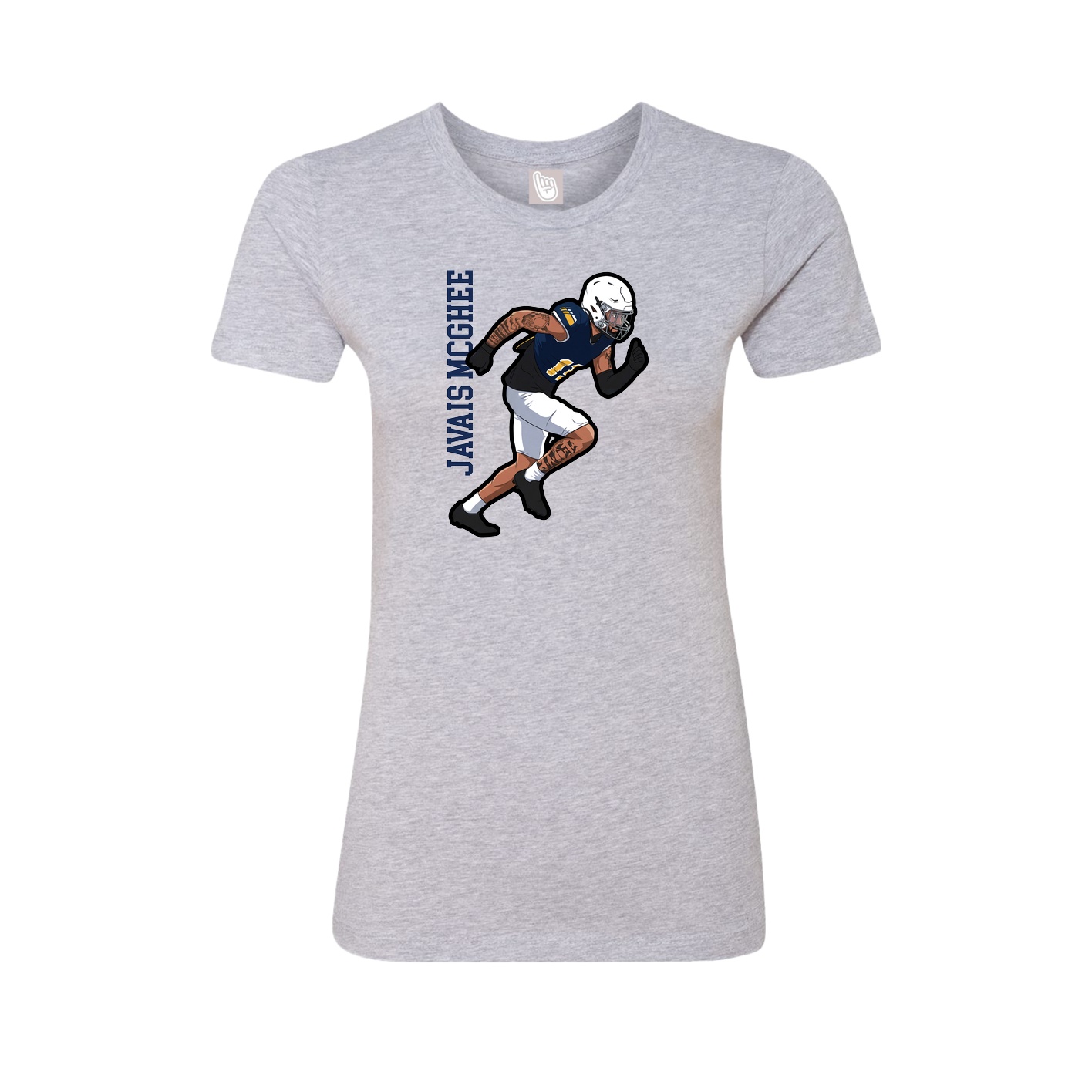 Fitted Women's Tee — Name Vertical in Grey