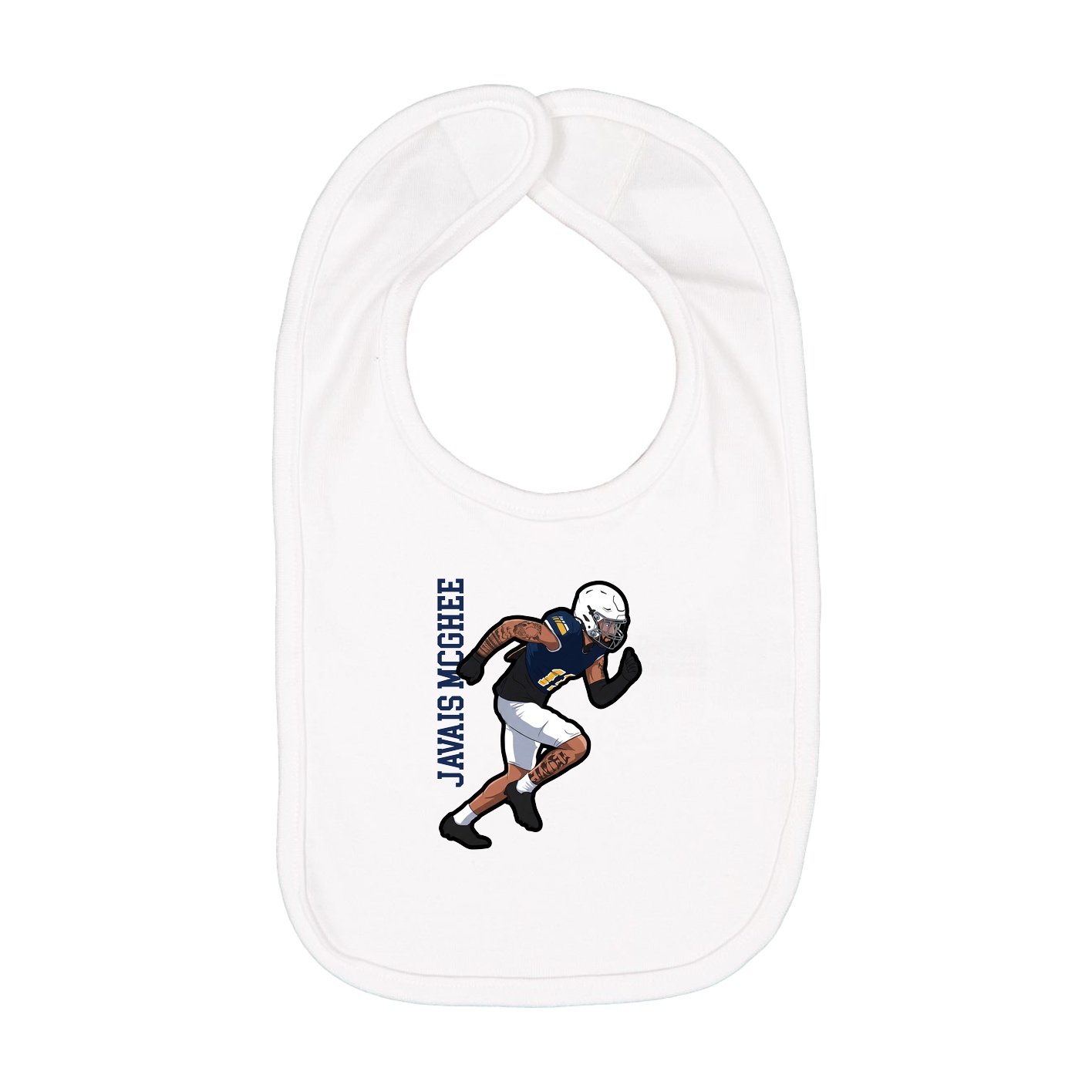 Infant Bib — Name Vertical in White