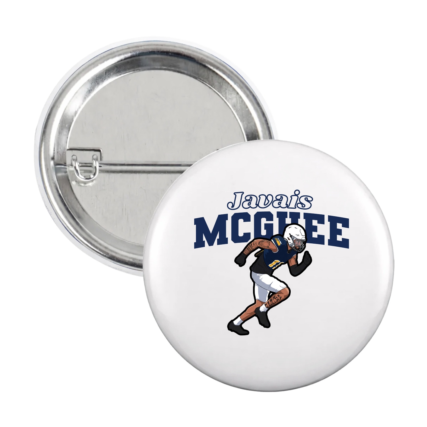 Game Day Button — Name Arch in White