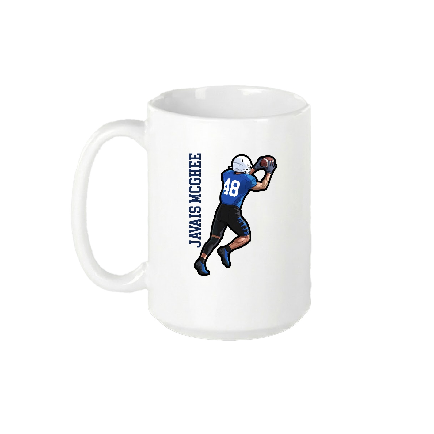 15oz Coffee Mug — Name Vertical in White