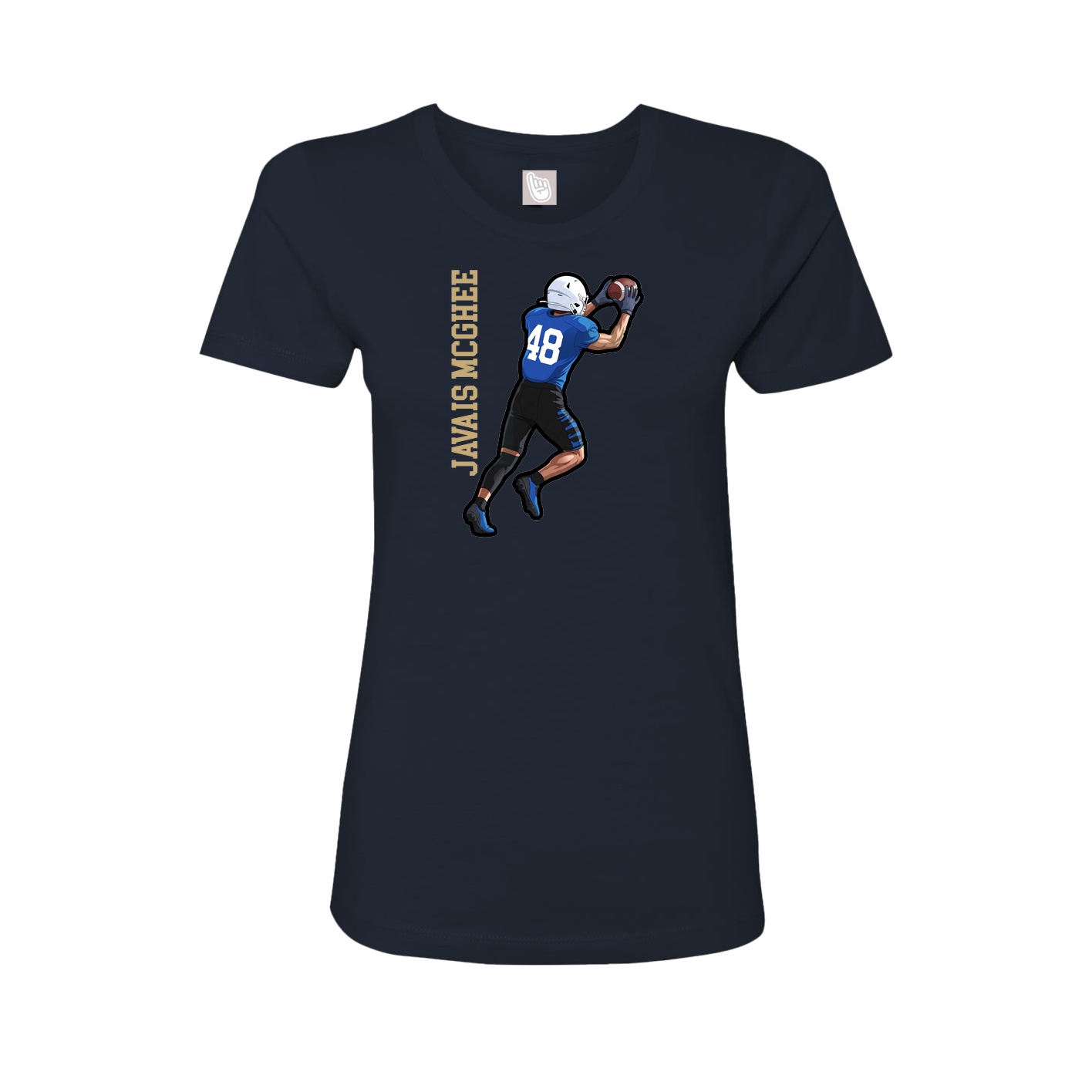 Fitted Women's Tee — Name Vertical in Navy