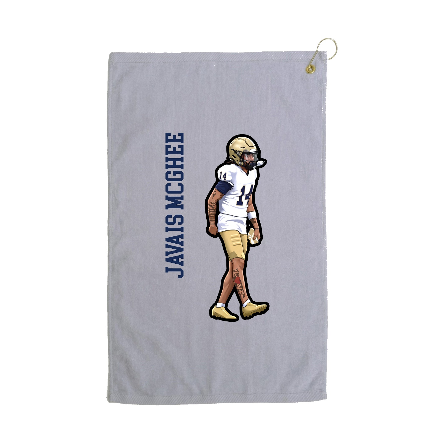 Golf Towel — Name Vertical in Grey