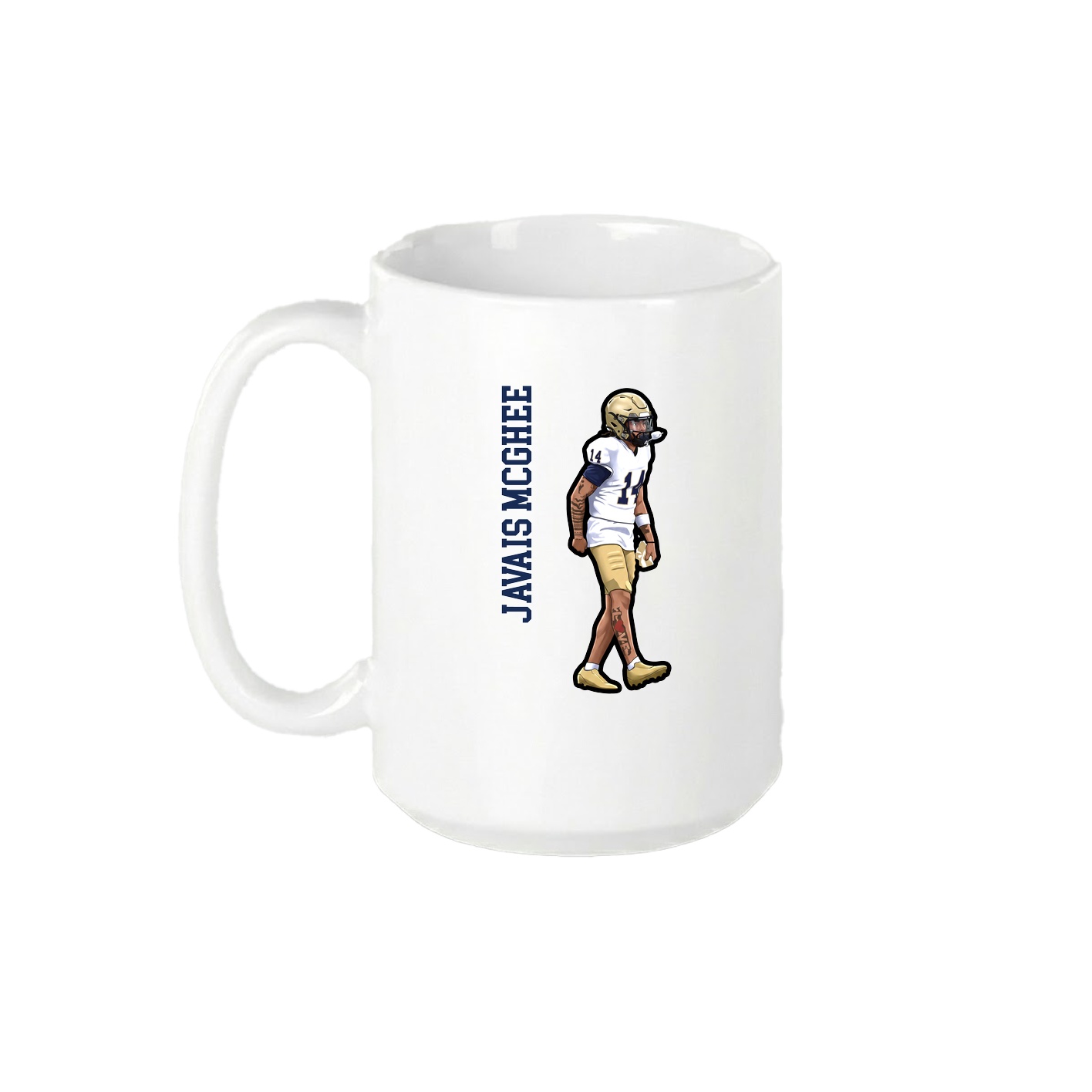 15oz Coffee Mug — Name Vertical in White