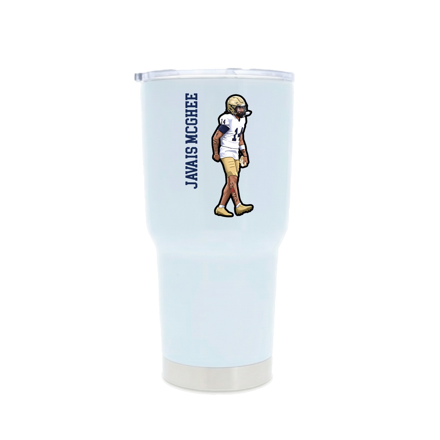 30oz Stainless Steel Tumbler — Name Vertical in White