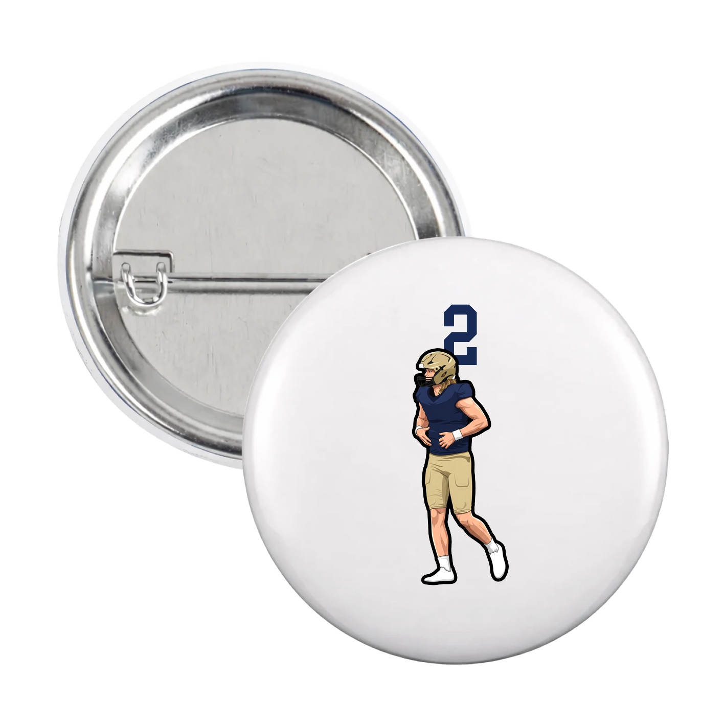 Game Day Button — Number Top in White