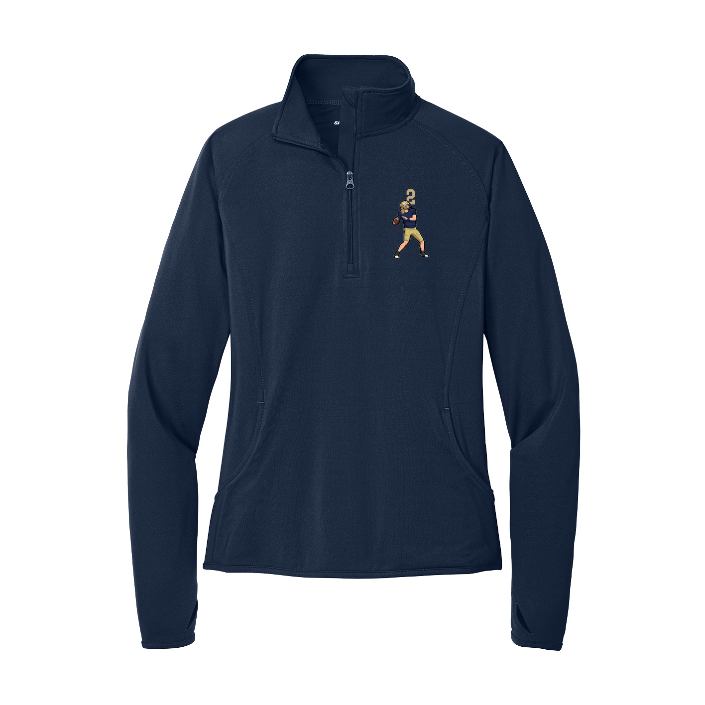 Women's Q-Zip Pullover — Number Top in Navy