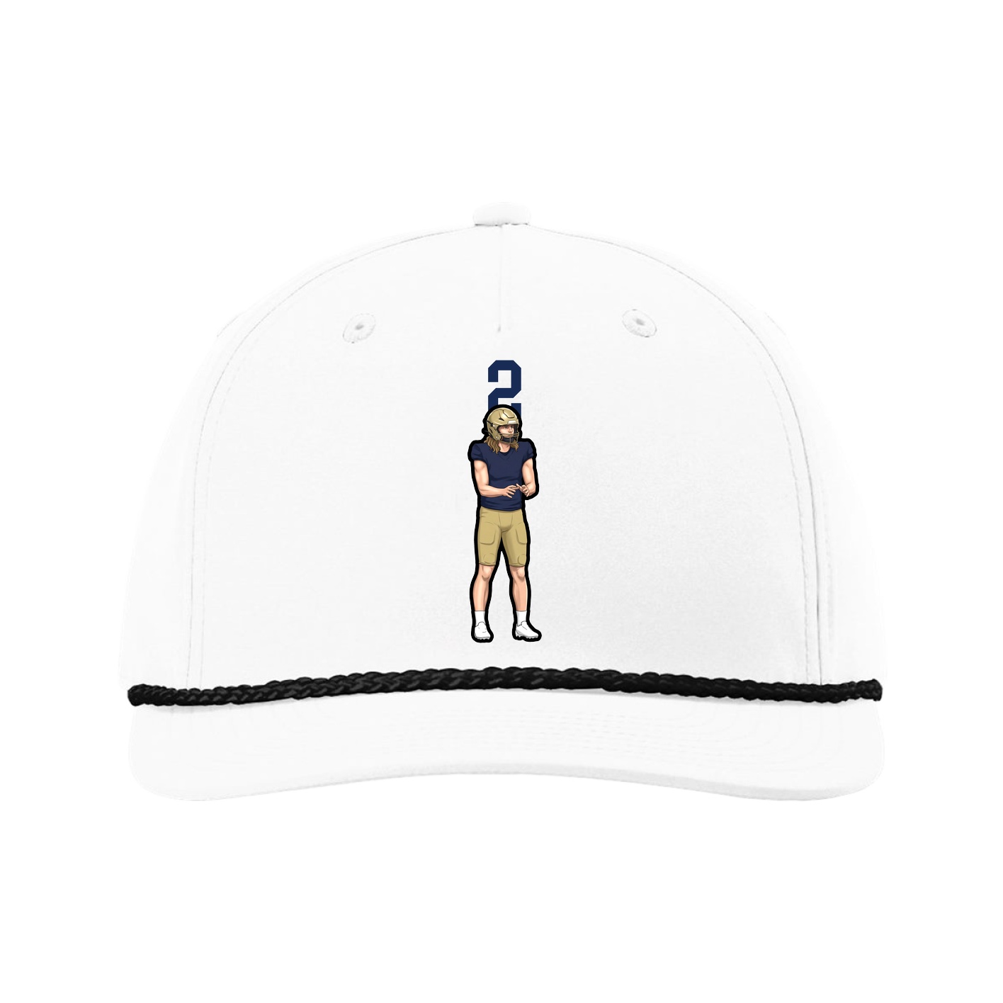 Five-Panel Classic Rope Cap — Number Top in White