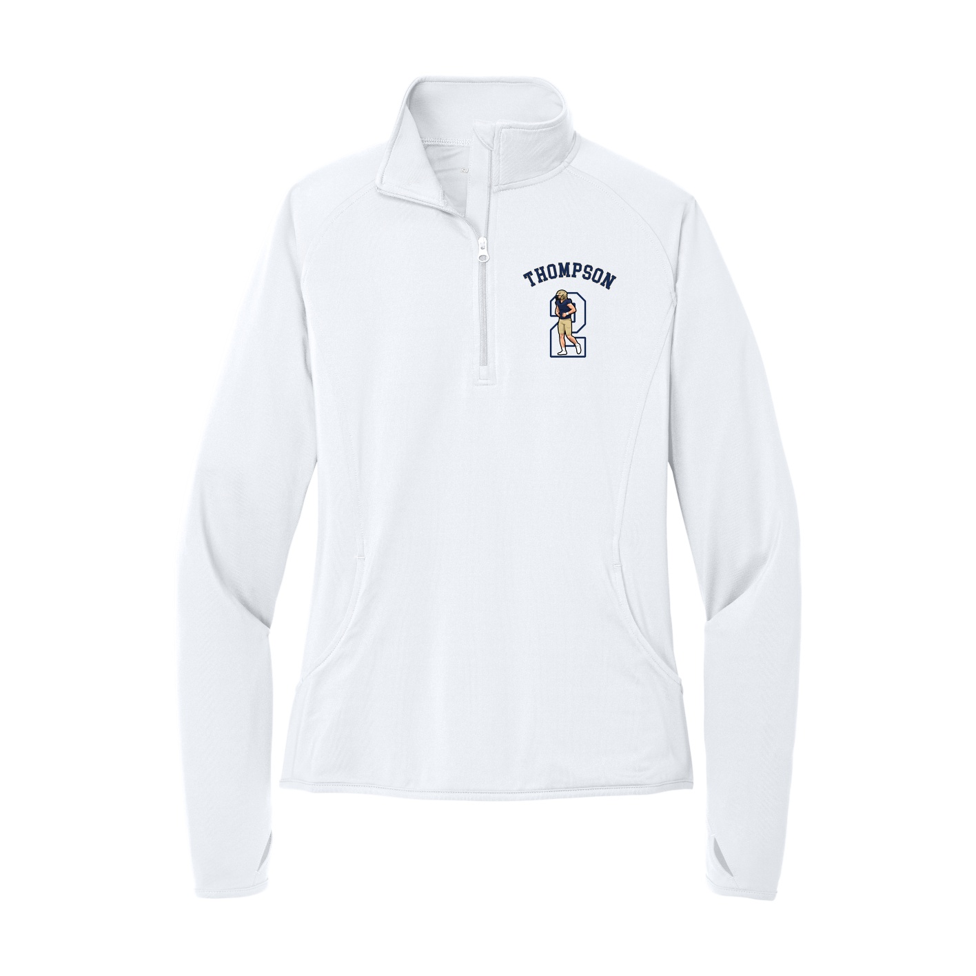 Women's Q-Zip Pullover — Shirsey Arch in White