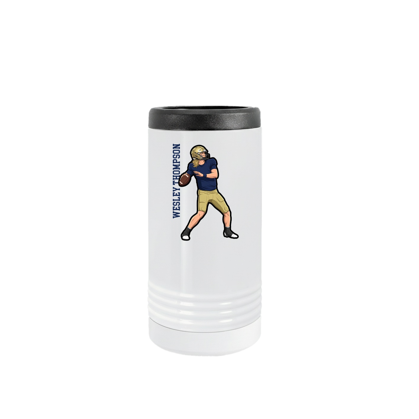 Slim Beverage Holder — Name Vertical in White