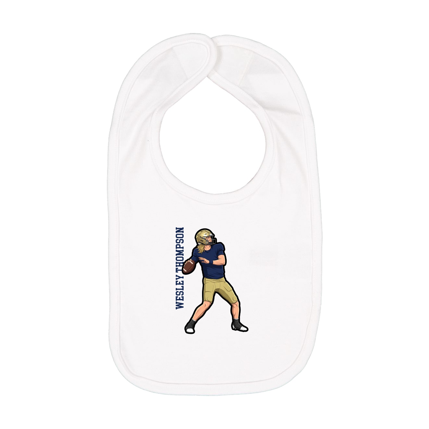 Infant Bib — Name Vertical in White
