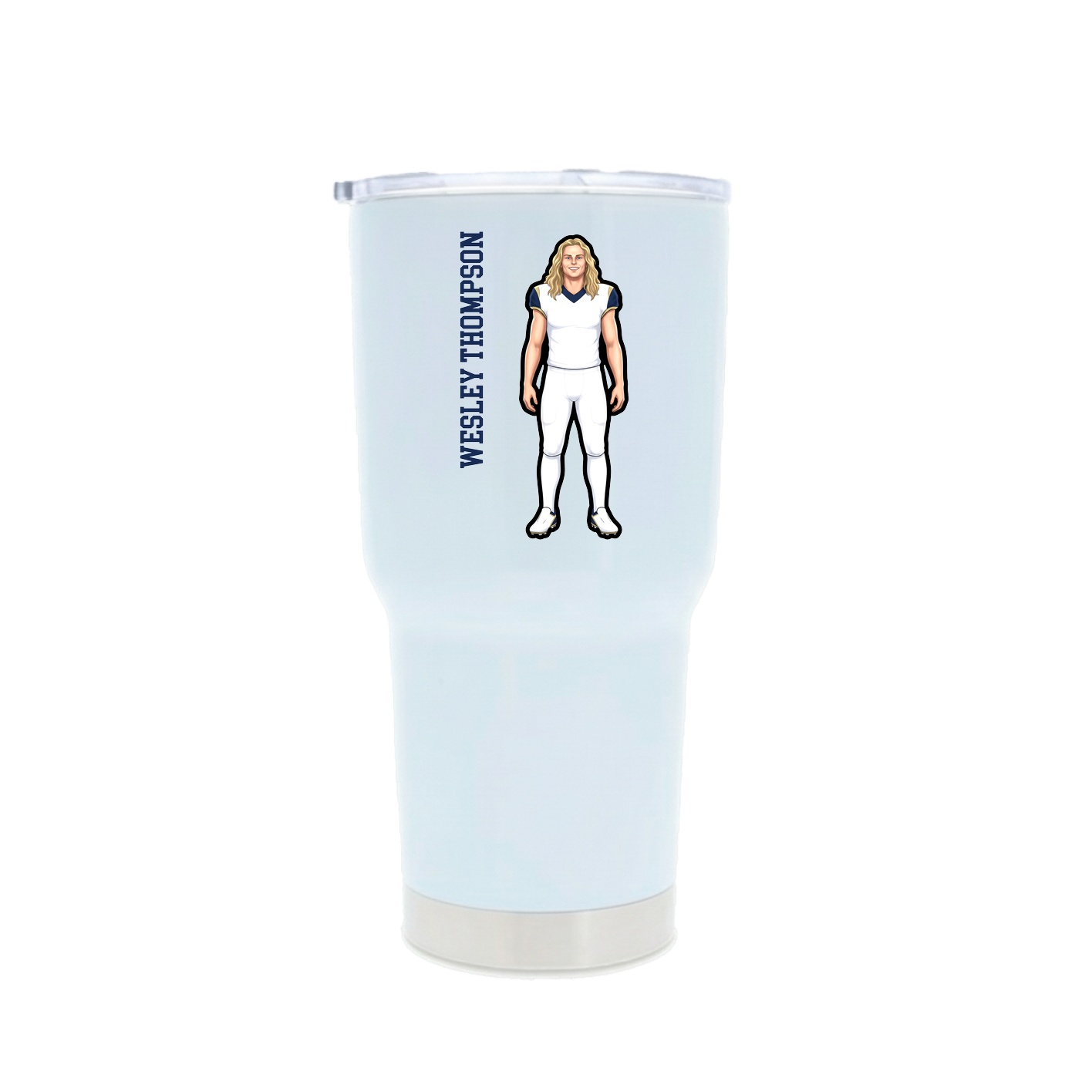 30oz Stainless Steel Tumbler — Name Vertical in White
