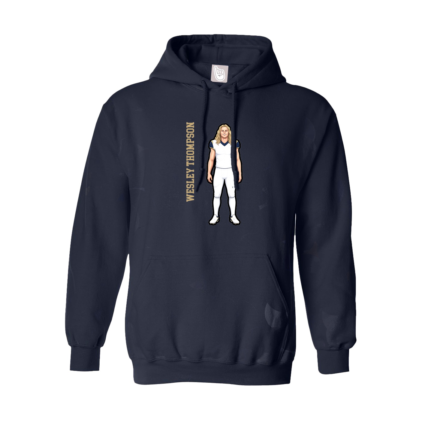 Hoodie — Name Vertical in Navy