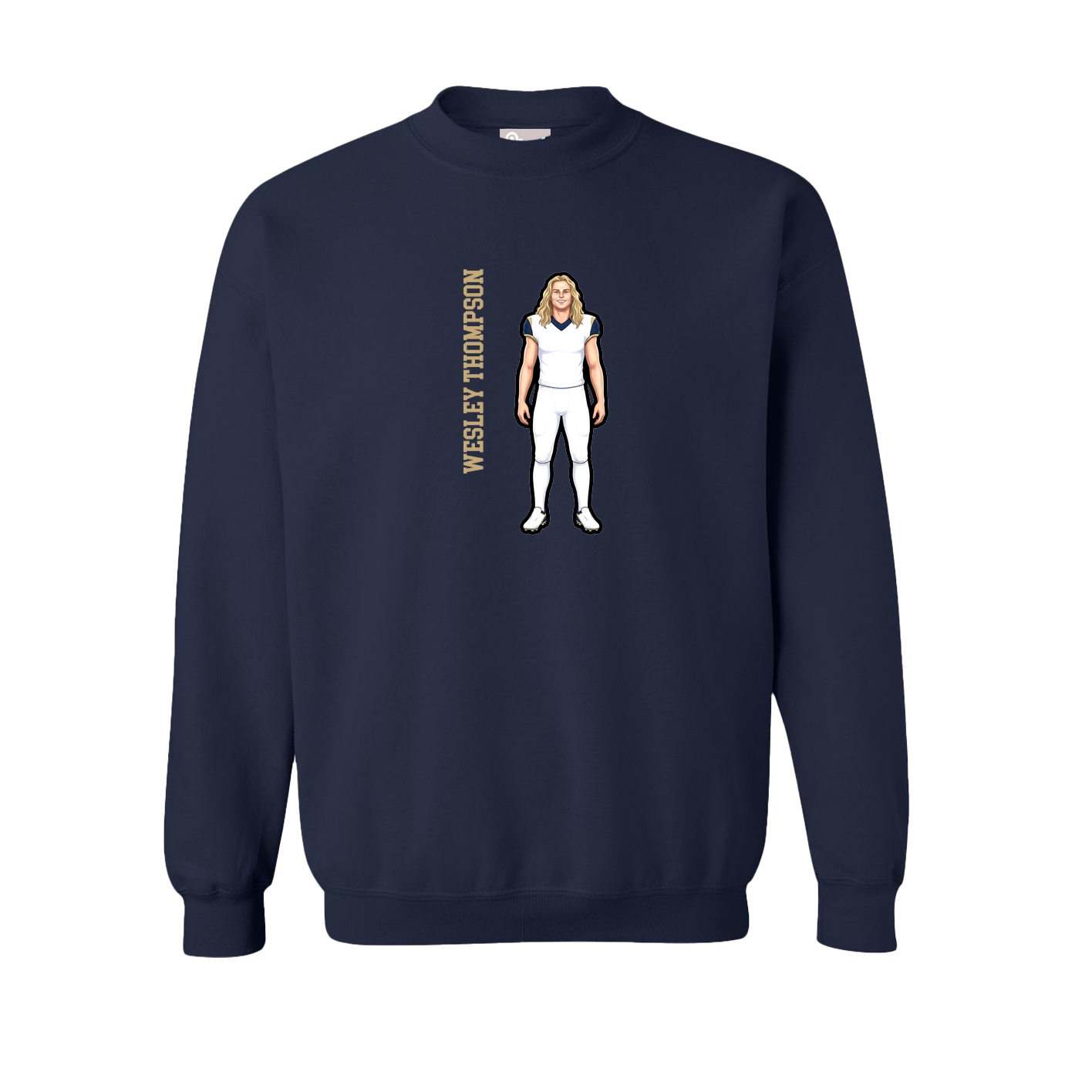 Fleece Crew — Name Vertical in Navy