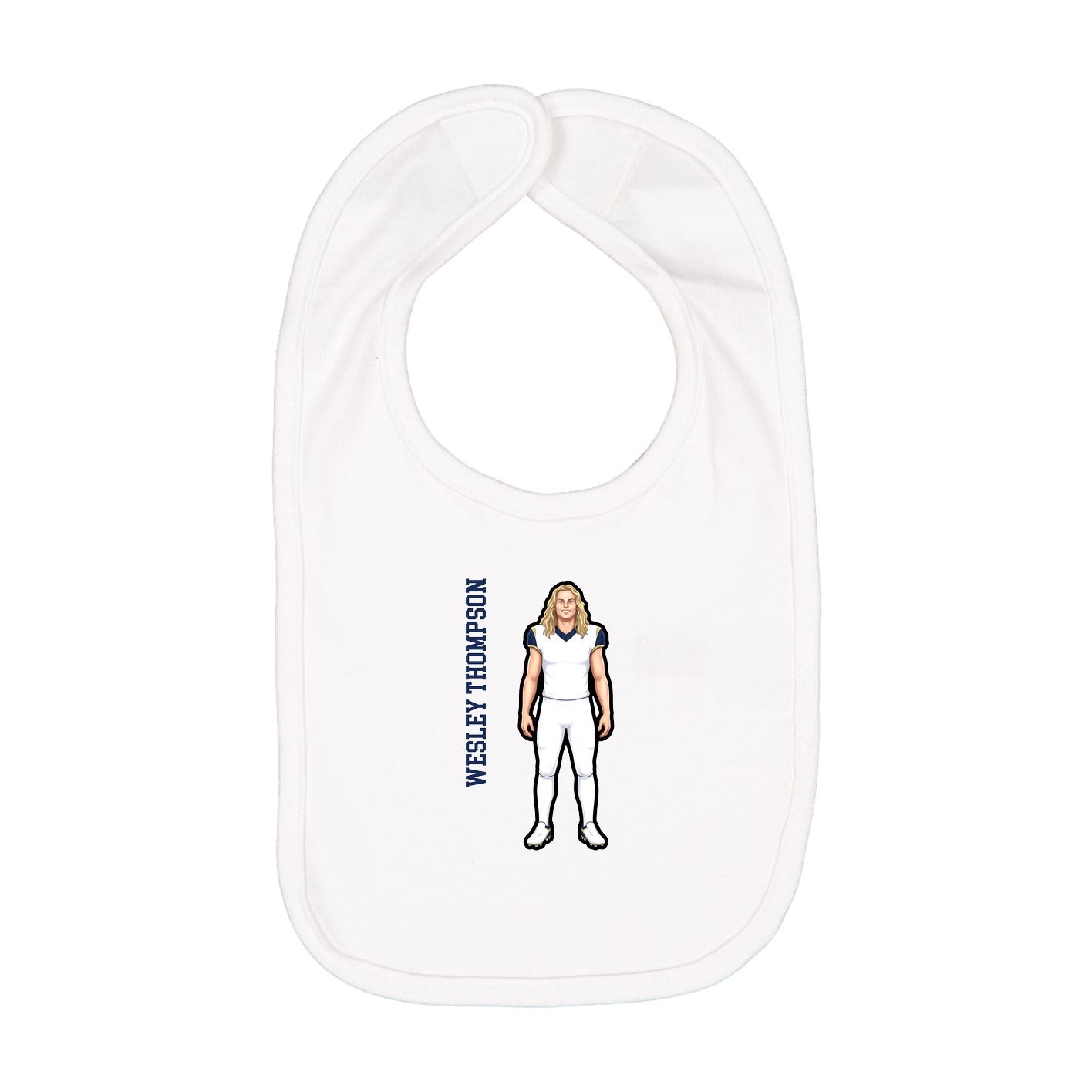 Infant Bib — Name Vertical in White