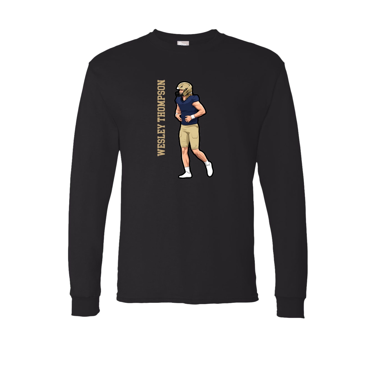 Long Sleeve Tee — Name Vertical in Black