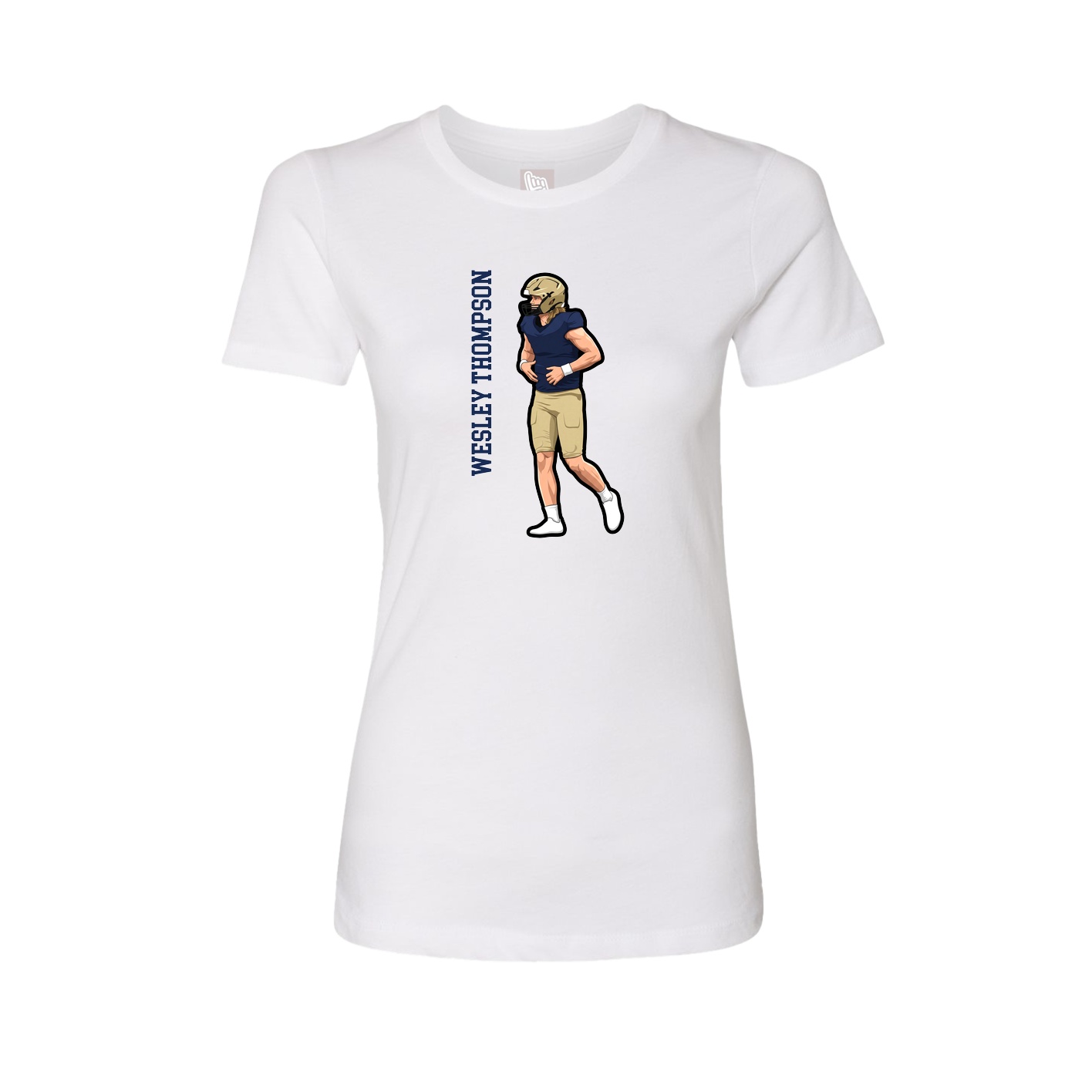 Womens Tee — Name Vertical in White
