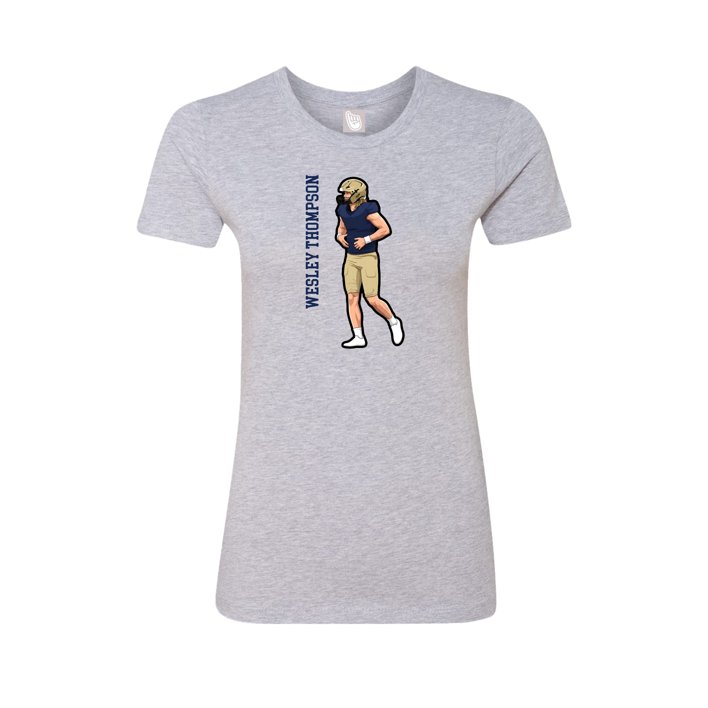 Fitted Women's Tee — Name Vertical in Grey