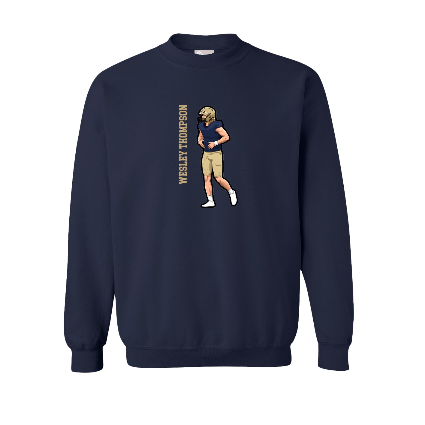 Fleece Crew — Name Vertical in Navy