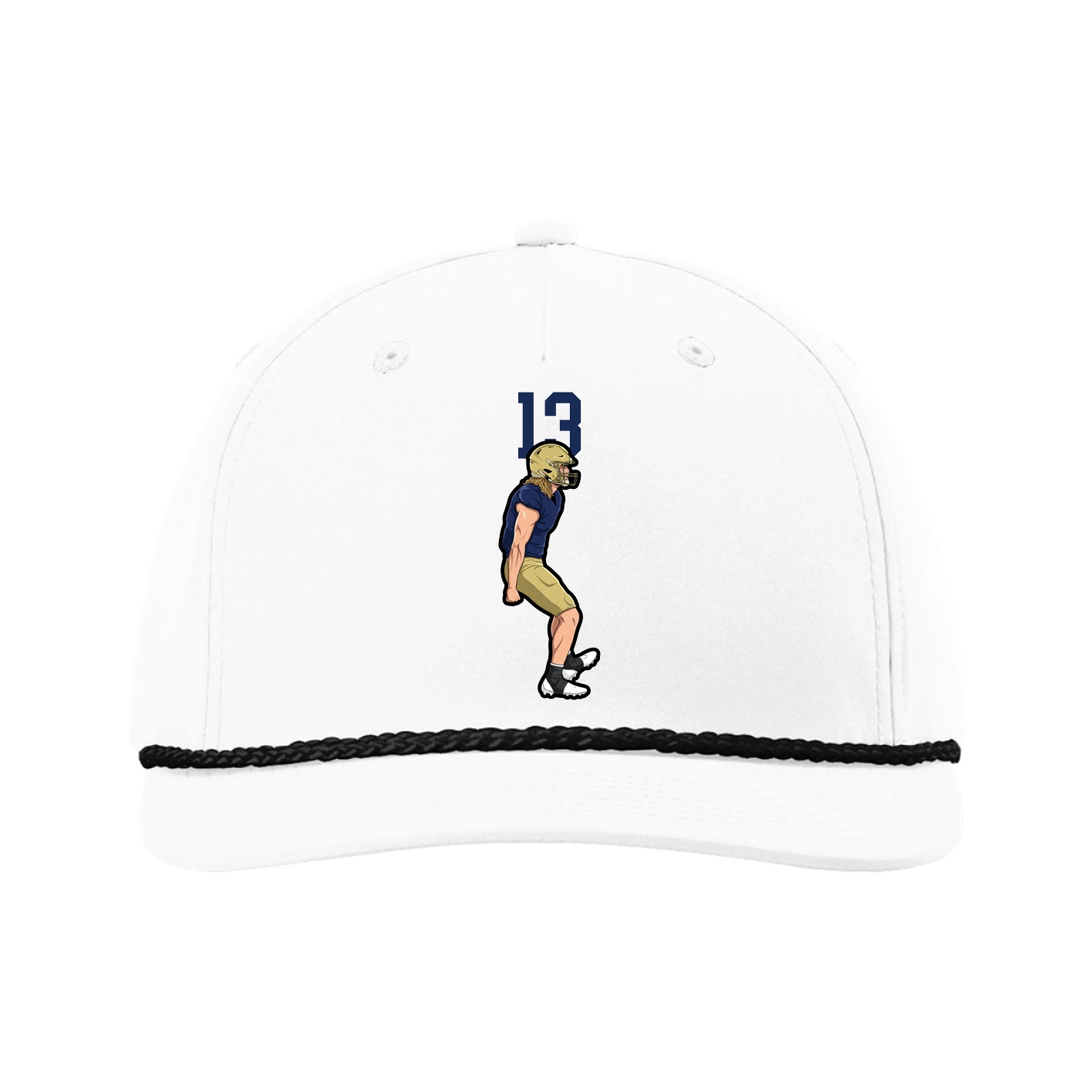 Five-Panel Classic Rope Cap — Number Top in White
