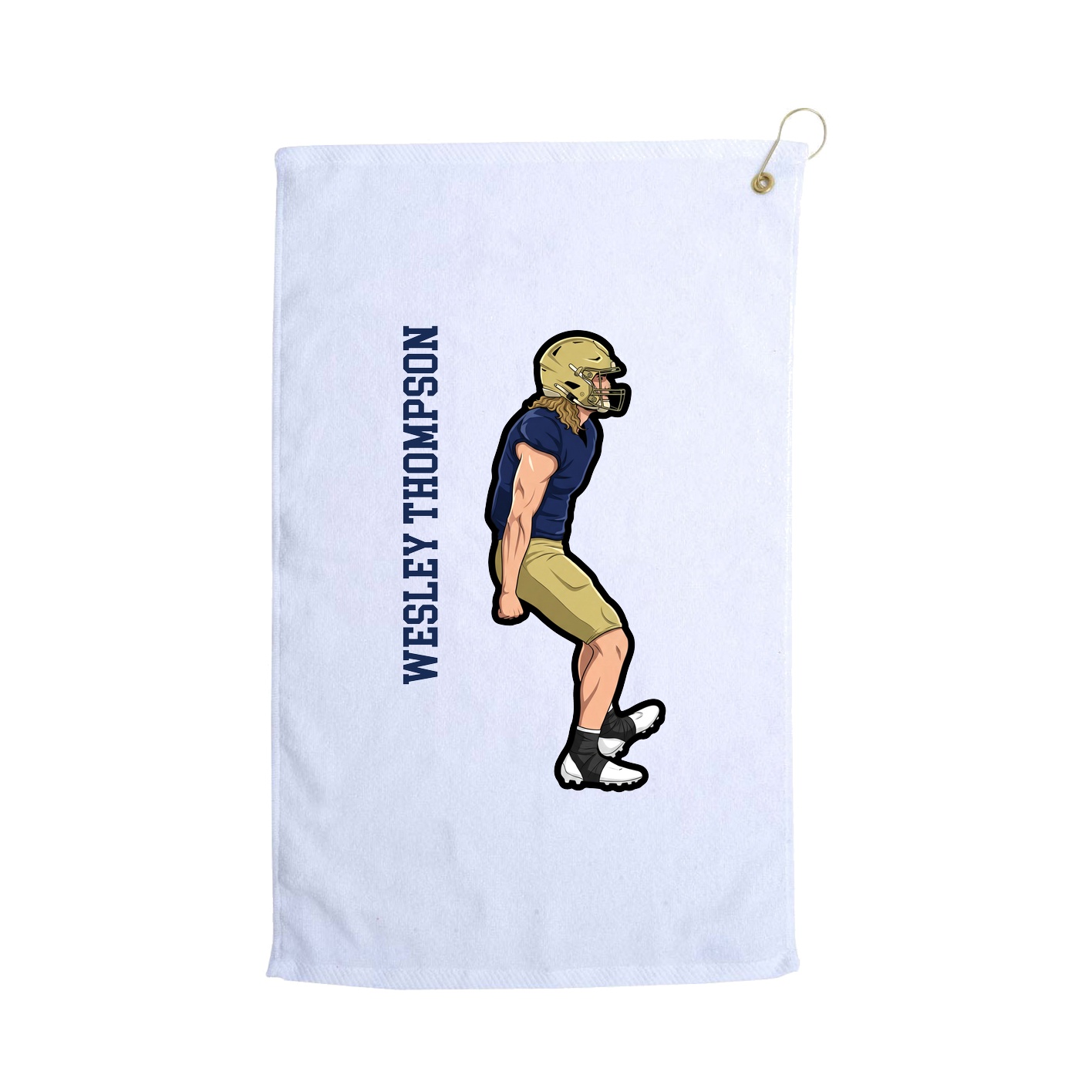 Golf Towel — Name Vertical in White
