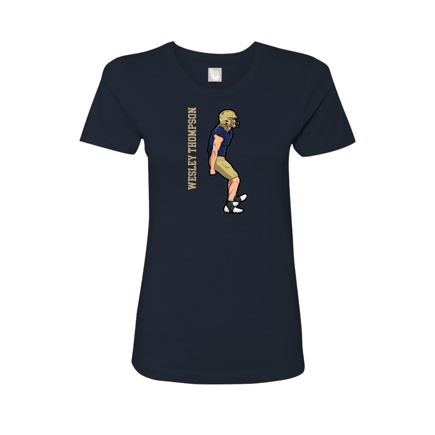 Fitted Women's Tee — Name Vertical in Navy