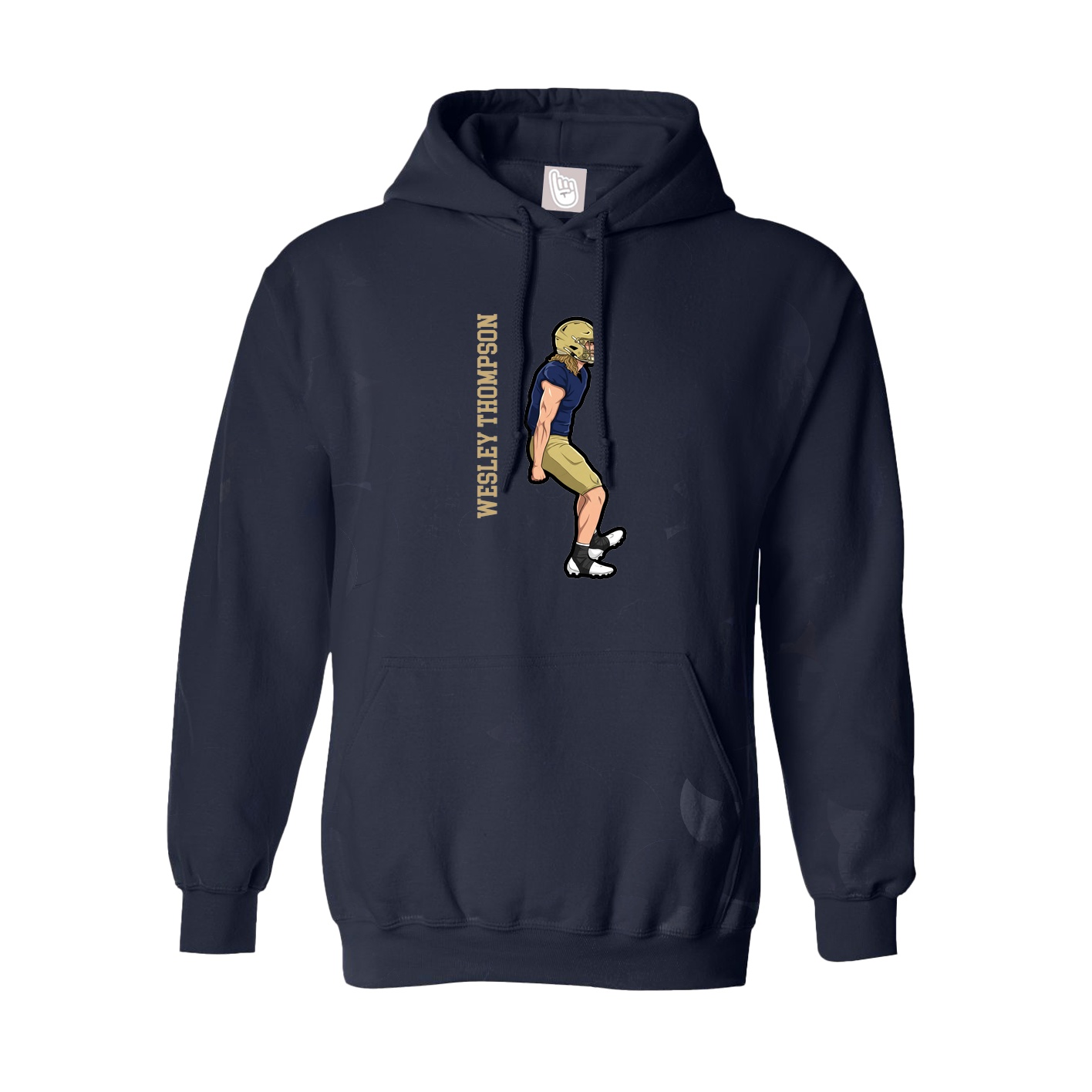 Hoodie — Name Vertical in Navy