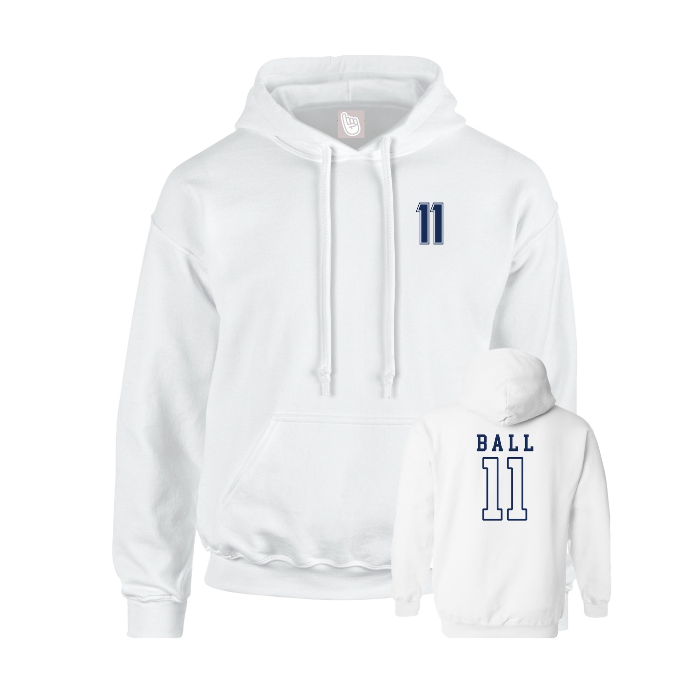 Youth Hoodie — Chest Back in White