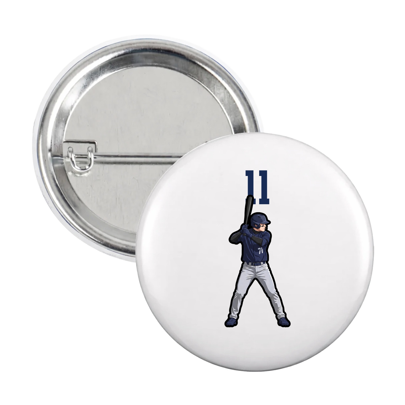 Game Day Button — Number Top in White
