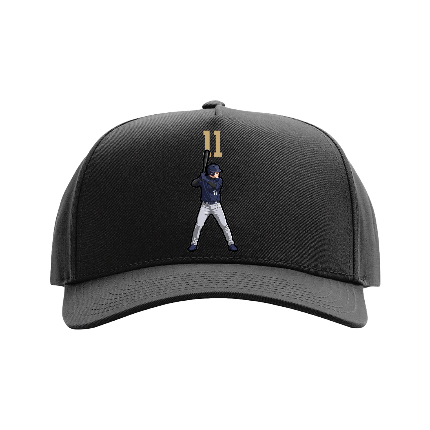 Full Fabric Five-Panel Champ Cap — Number Top in Black