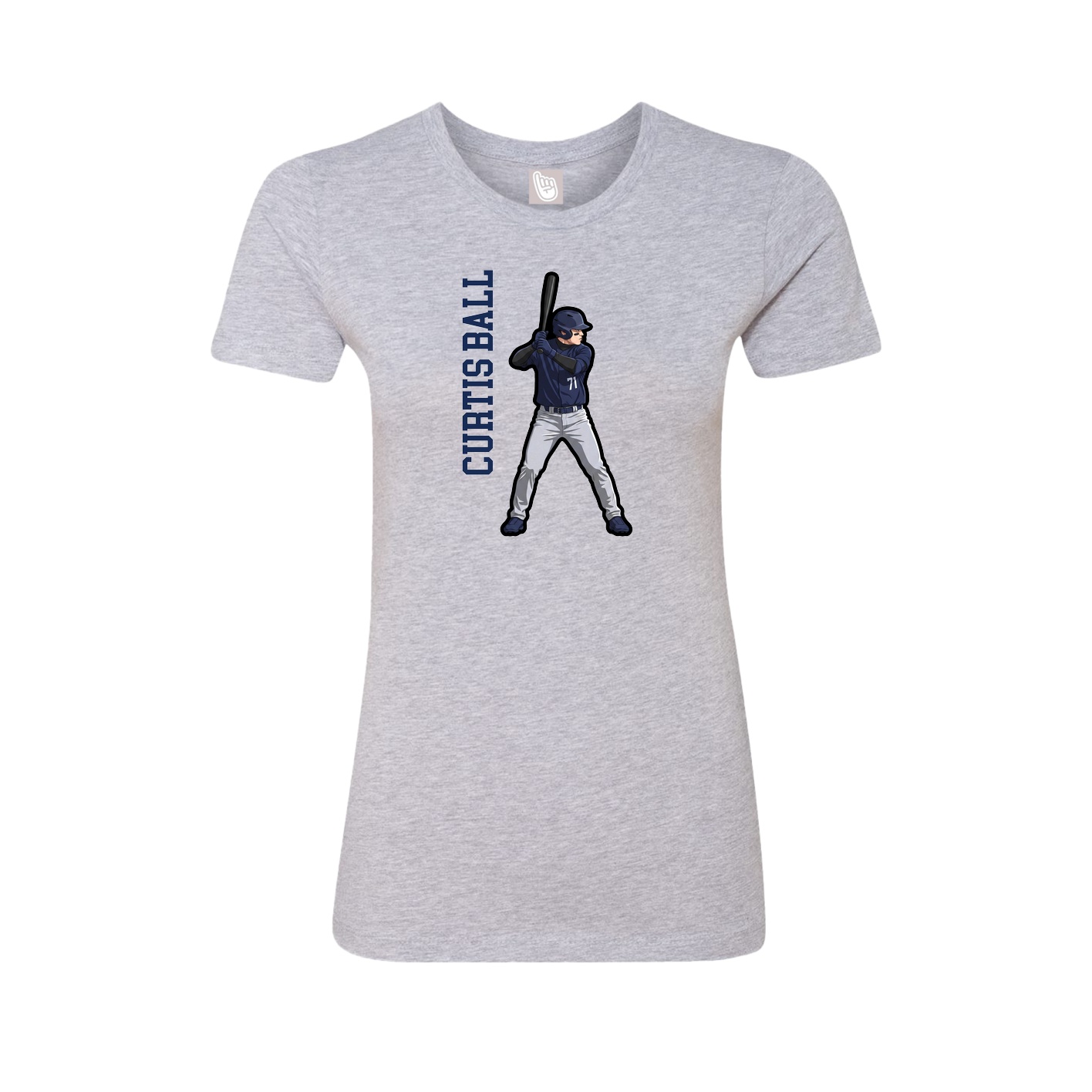 Fitted Women's Tee — Name Vertical in Grey