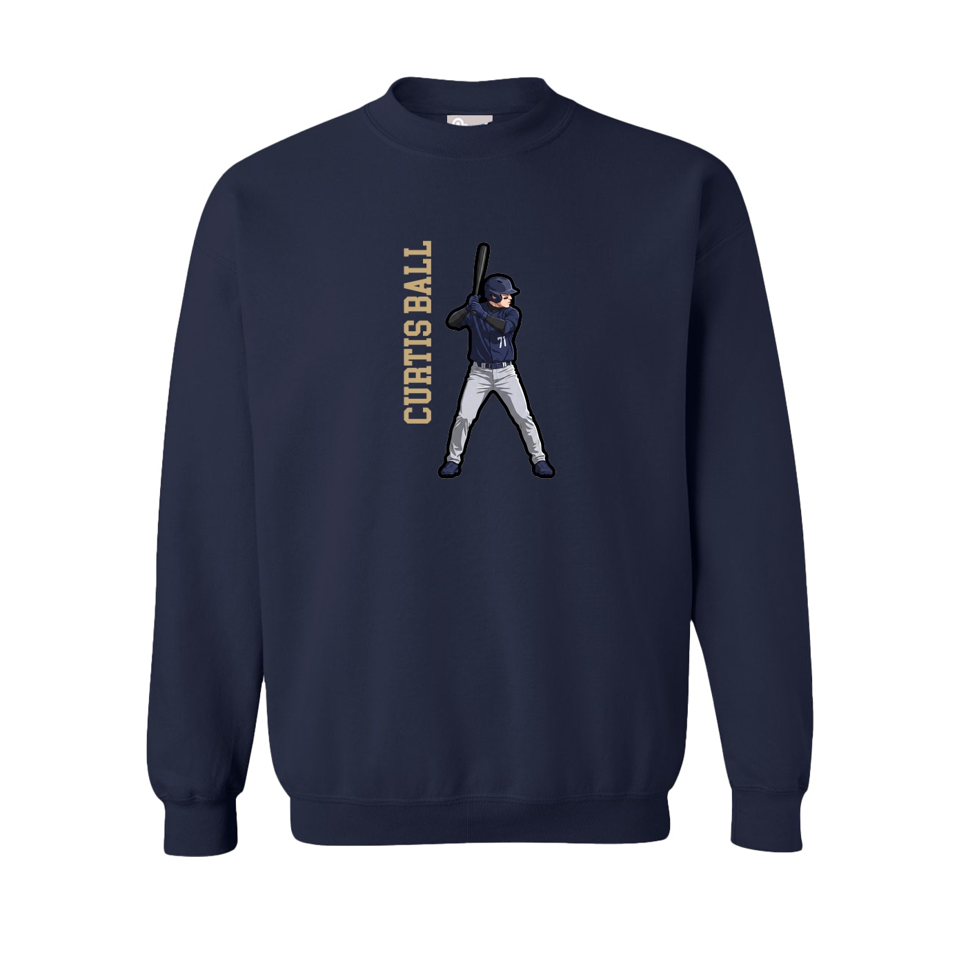 Fleece Crew — Name Vertical in Navy