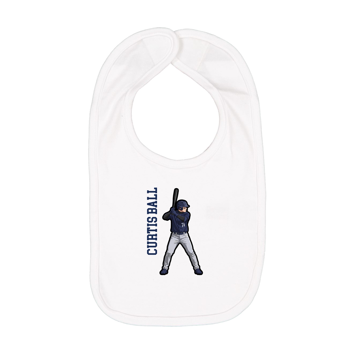 Infant Bib — Name Vertical in White