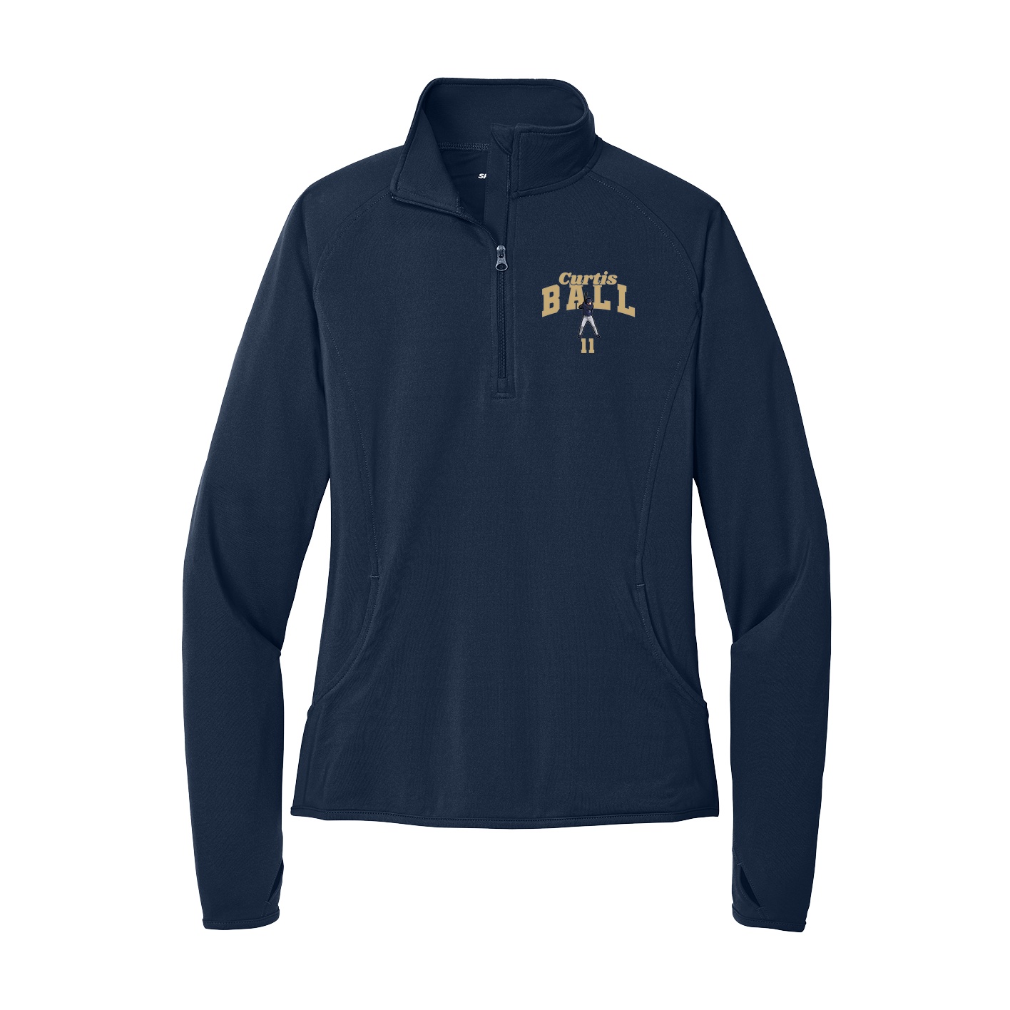 Women's Q-Zip Pullover — Signature Arch in Navy