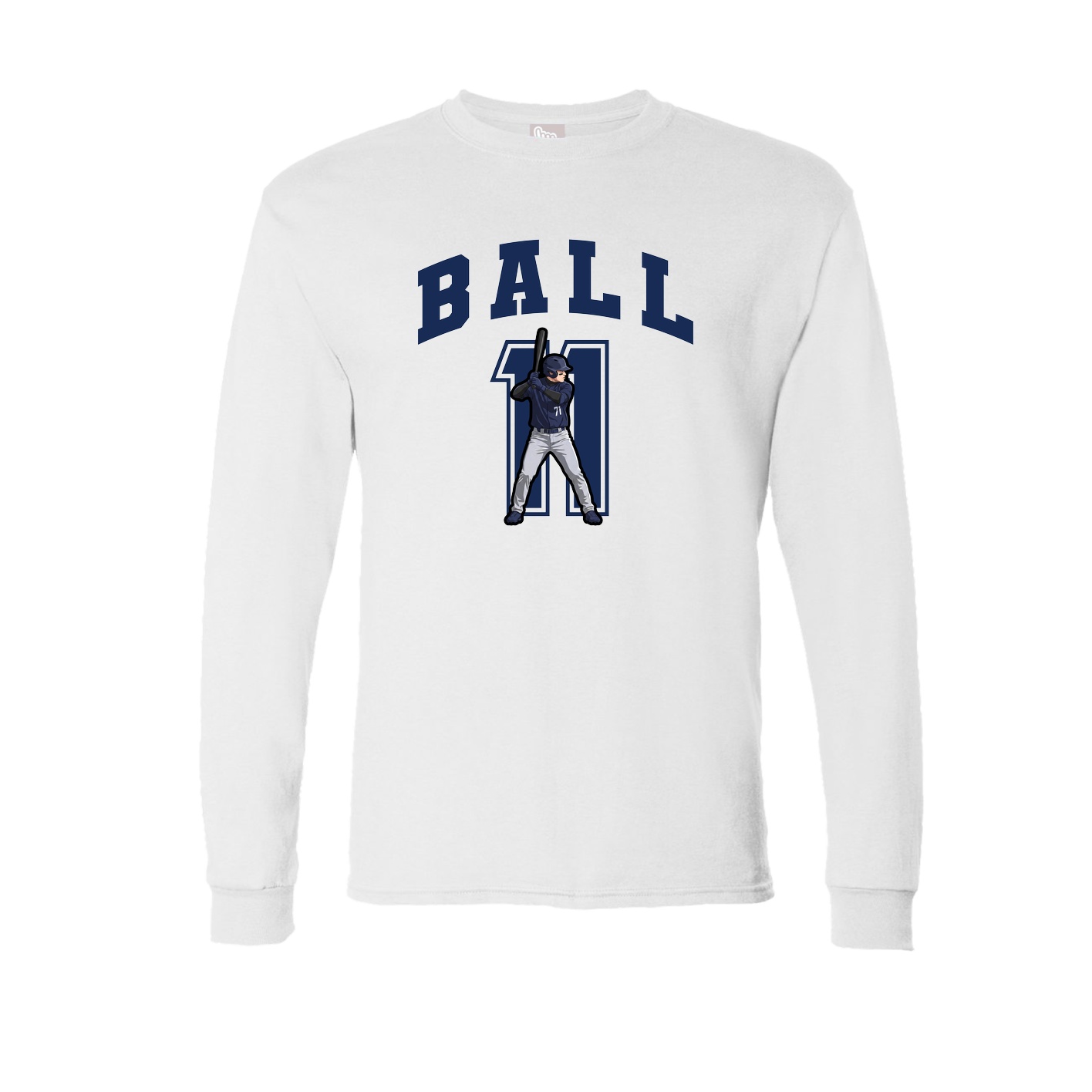 Long Sleeve Tee — Number in White