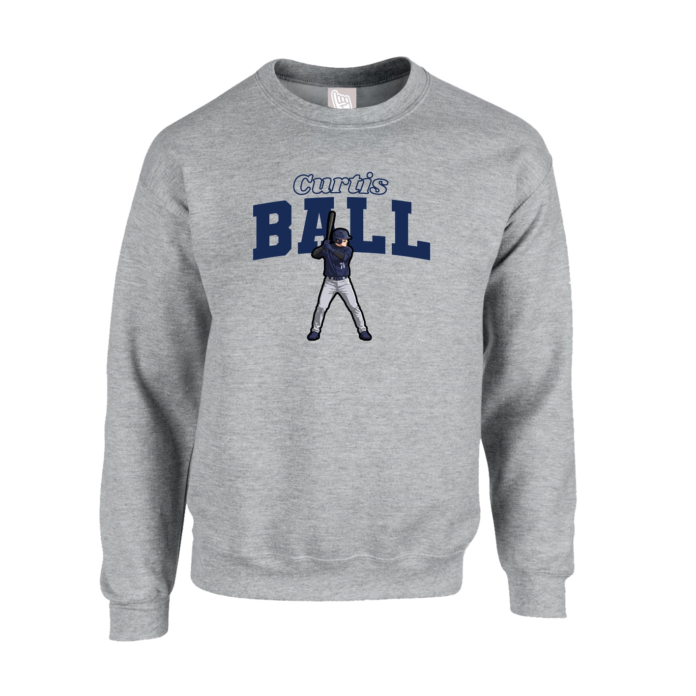 Fleece Crew — Name Arch in Grey