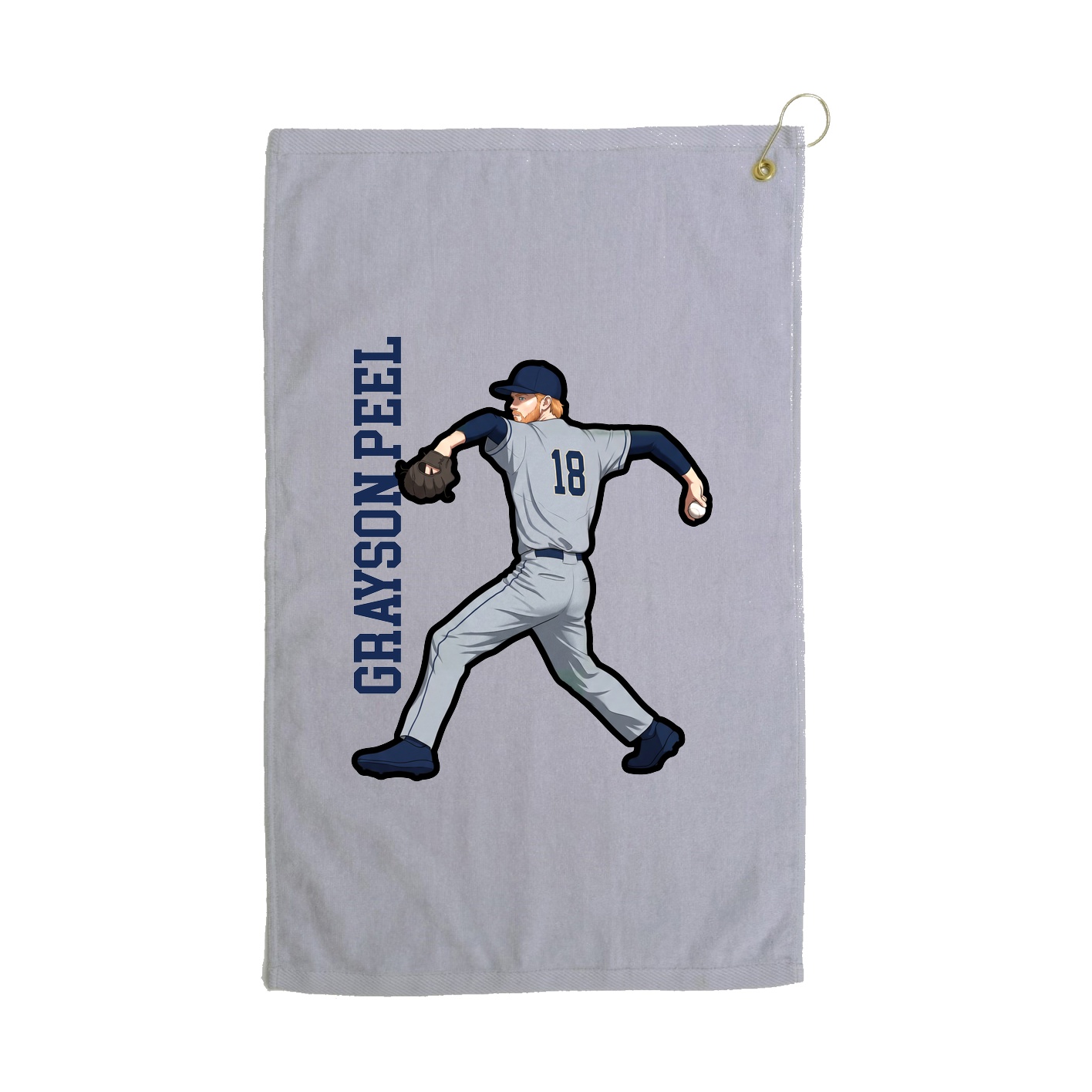Golf Towel — Name Vertical in Grey