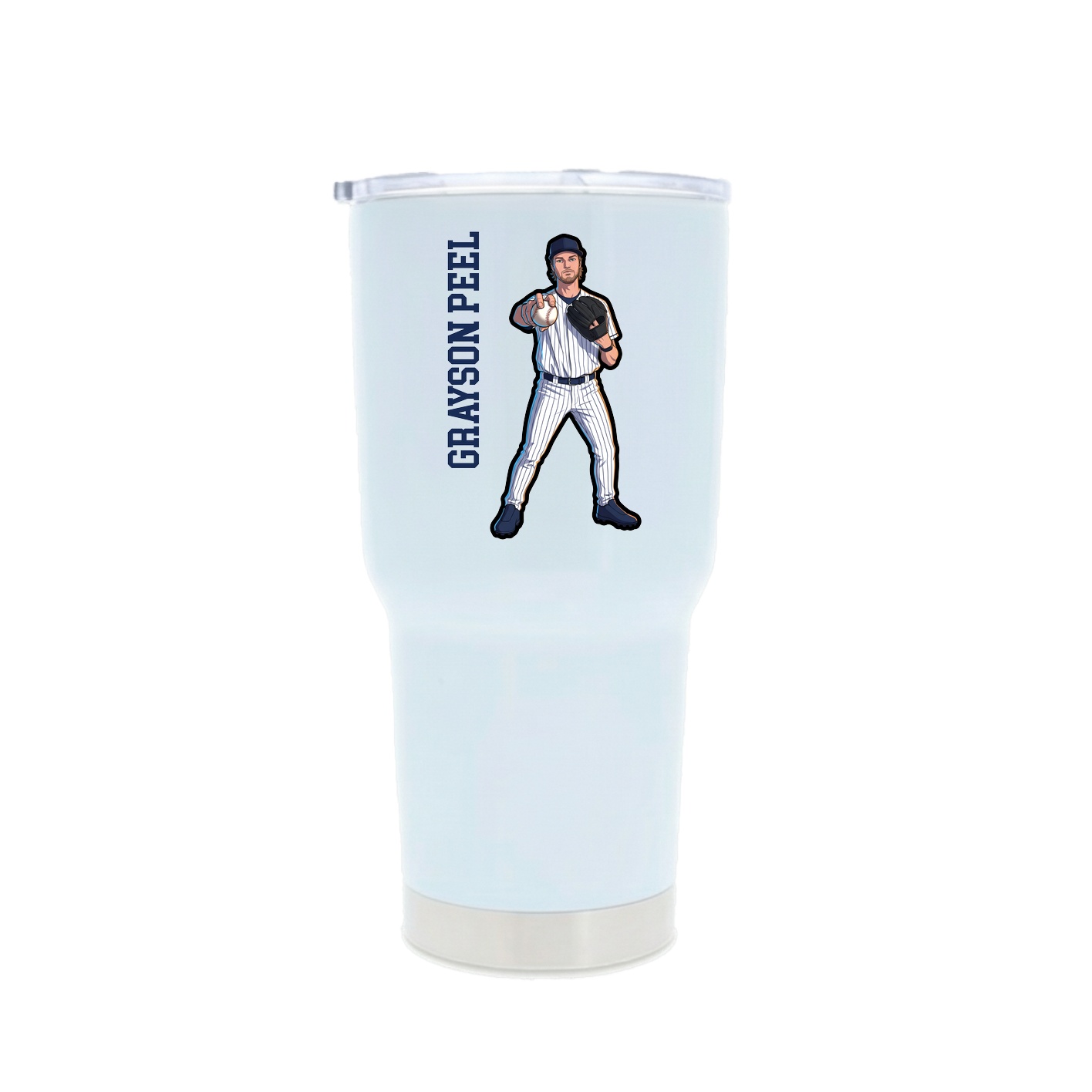 30oz Stainless Steel Tumbler — Name Vertical in White