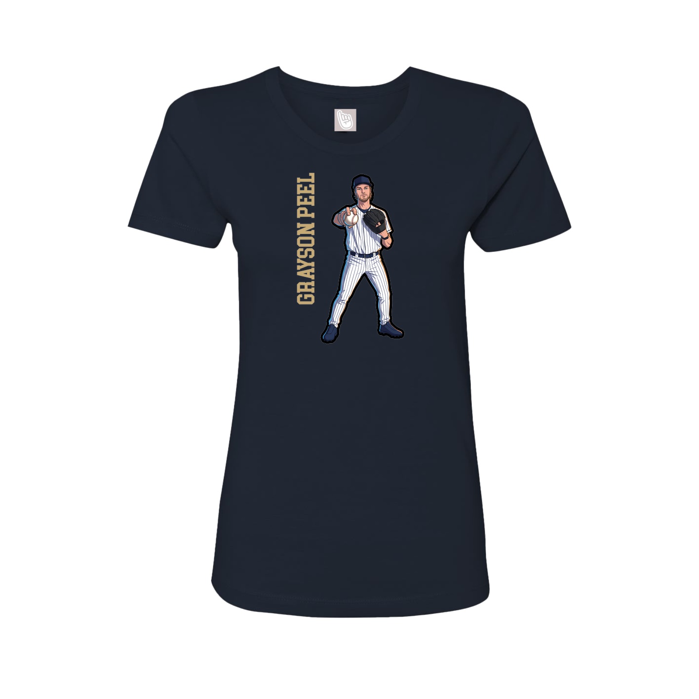 Fitted Women's Tee — Name Vertical in Navy