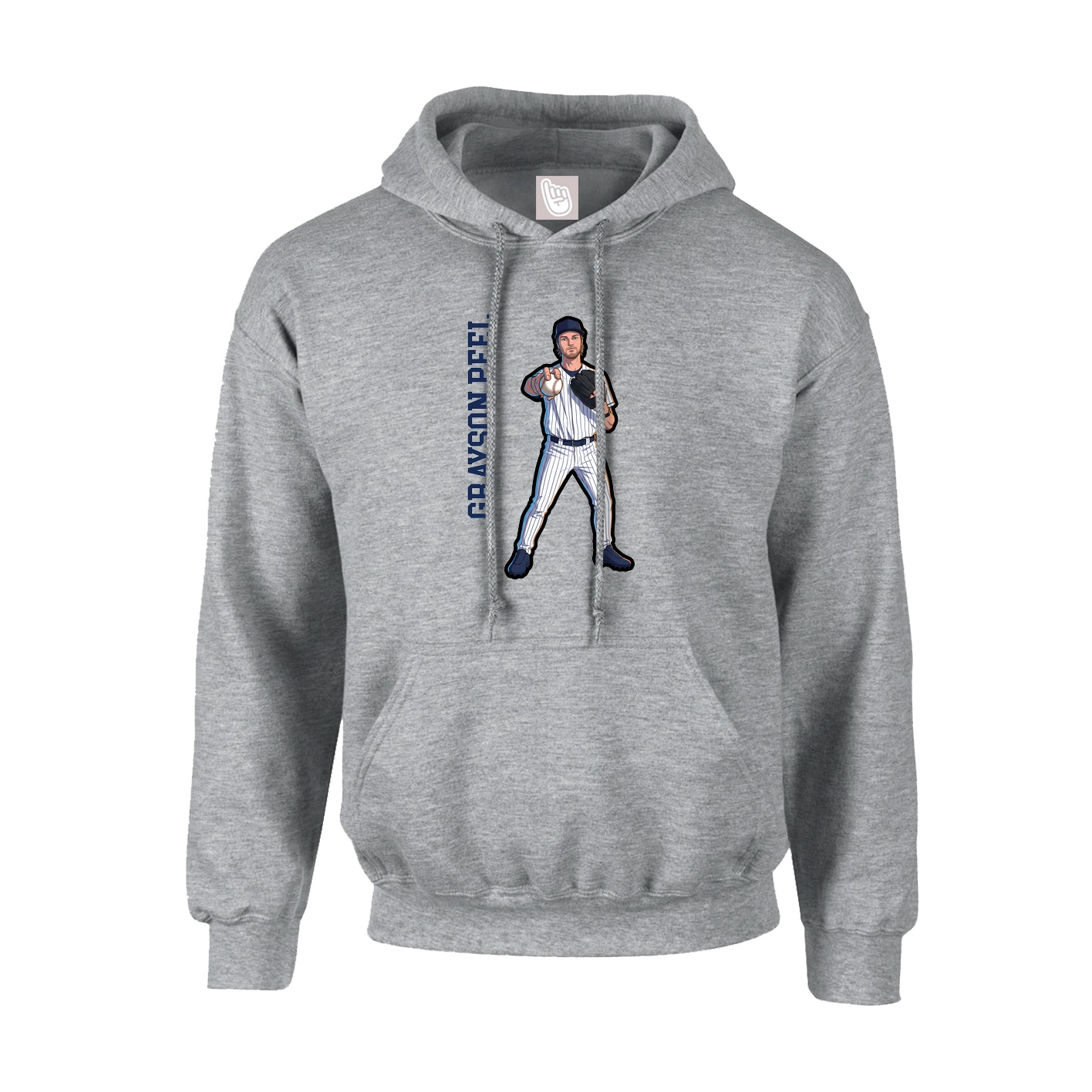 Hoodie — Name Vertical in Grey